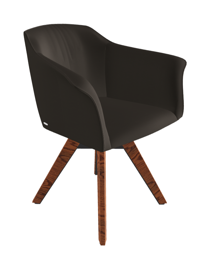Tyler Swivel Dining Armchair_Graphite Embossed_Canaletto Walnut Stained Ashwood_Synthetic Leather_Fossil