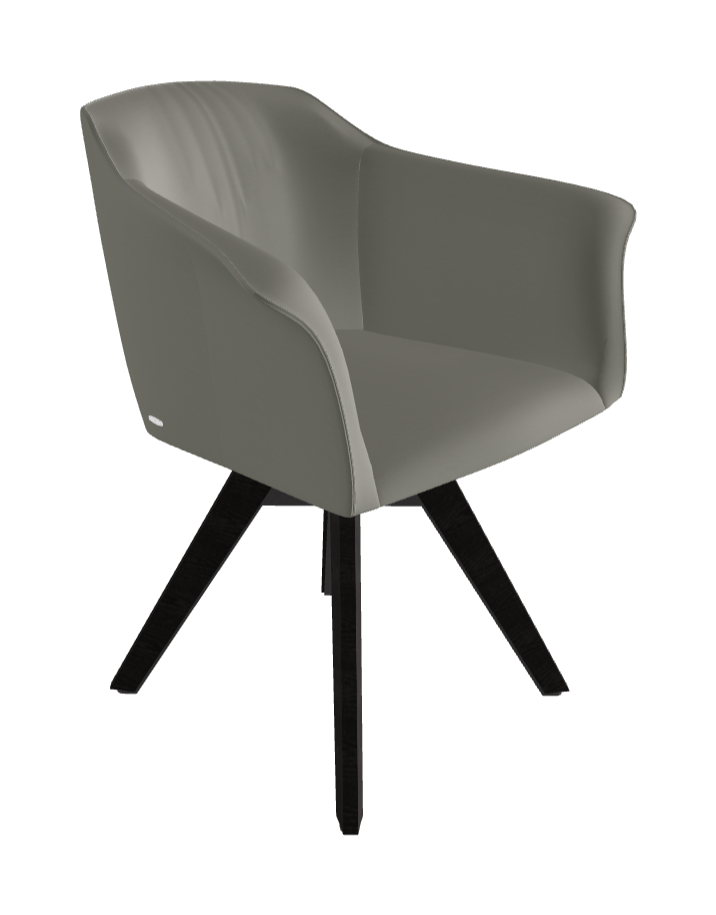 Tyler Swivel Dining Armchair_Graphite Embossed_Open Pore Matt Black Ashwood_Synthetic Leather_Cemento