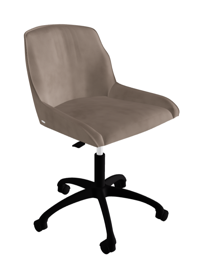 Tyler Wheels Swivel Office Chair_Matt Black Aluminium_Micro Nubuk_Cognac