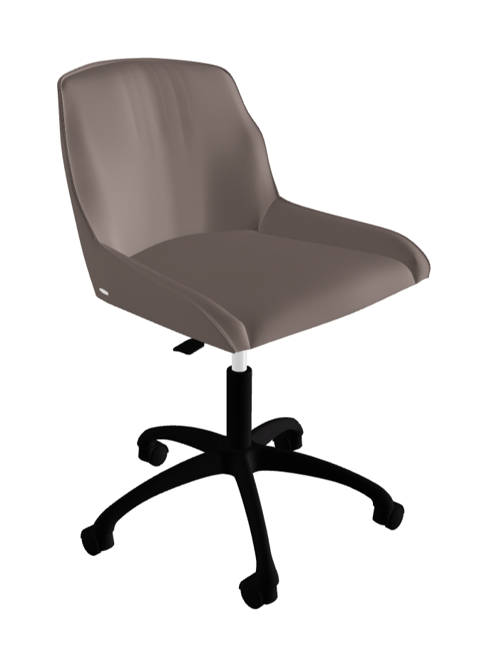 Tyler Wheels Swivel Office Chair_Matt Black Aluminium_Soft Leather_Castoro