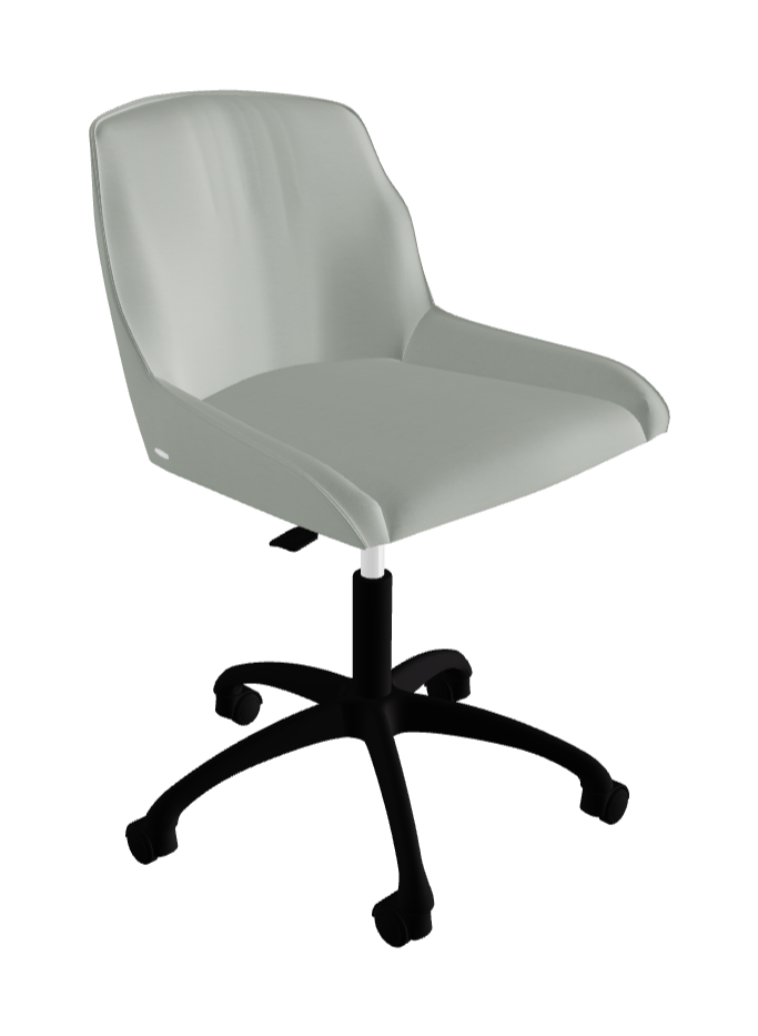 Tyler Wheels Swivel Office Chair_Matt Black Aluminium_Soft Leather_Ice