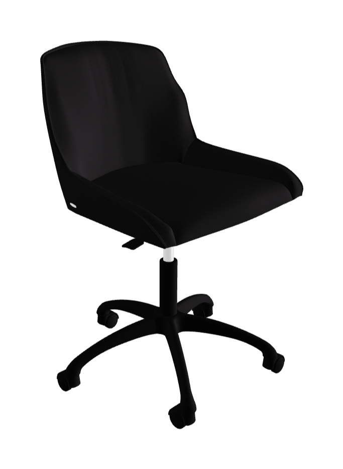 Tyler Wheels Swivel Office Chair_Matt Black Aluminium_Soft Leather_Nero