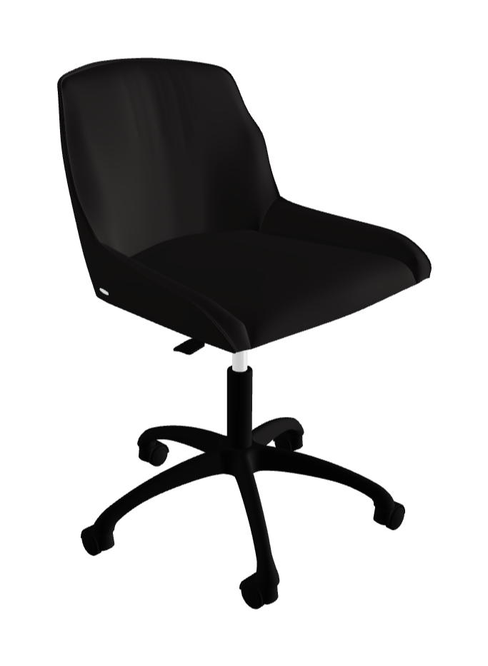 Tyler Wheels Swivel Office Chair_Matt Black Aluminium_Synthetic Leather_Moka