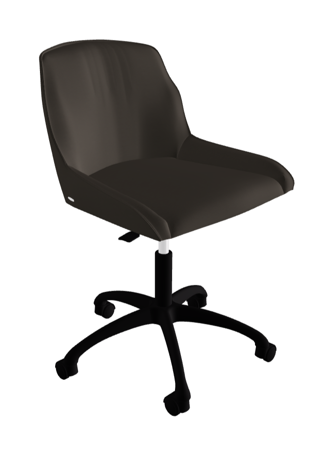 Tyler Wheels Swivel Office Chair_Matt Black Aluminium_Synthetic Leather_Fossil