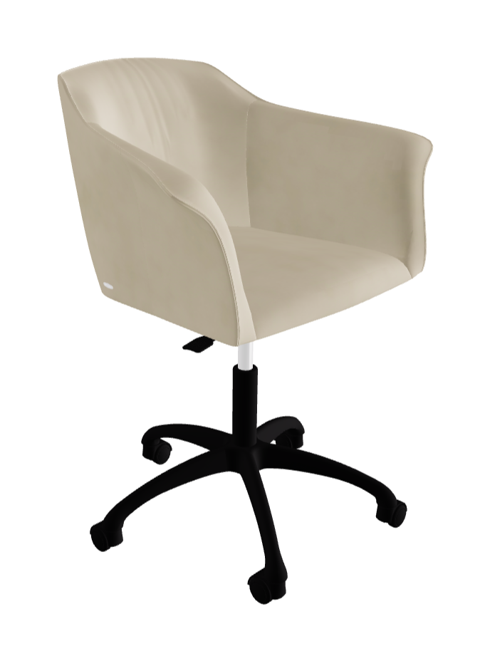 Tyler Wheels Swivel Office Armchair_Matt Black Aluminium_Micro Nubuk_Sand