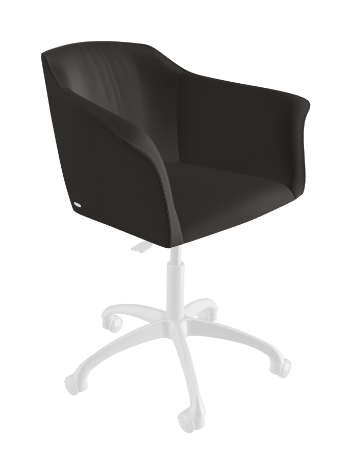 Tyler Wheels Swivel Office Armchair_Polished Aluminium_Soft Leather_Piombo