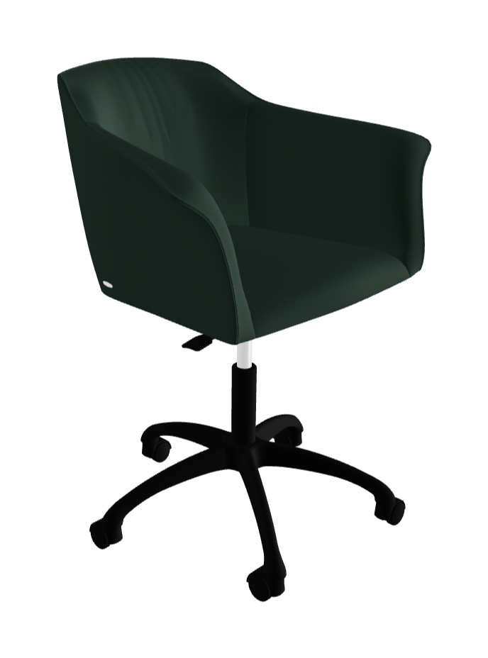 Tyler Wheels Swivel Office Armchair_Matt Black Aluminium_Soft Leather_Sherwood