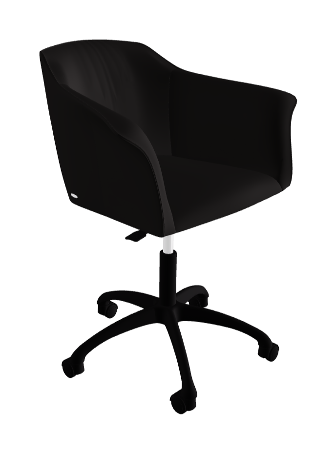 Tyler Wheels Swivel Office Armchair_Matt Black Aluminium_Synthetic Leather_Moka