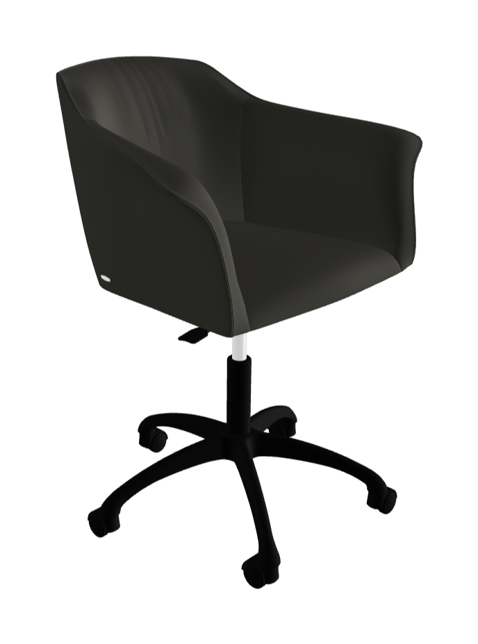 Tyler Wheels Swivel Office Armchair_Matt Black Aluminium_Synthetic Leather_London