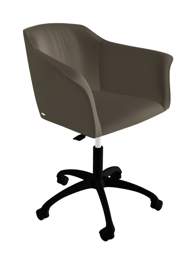 Tyler Wheels Swivel Office Armchair_Matt Black Aluminium_Synthetic Leather_Fango