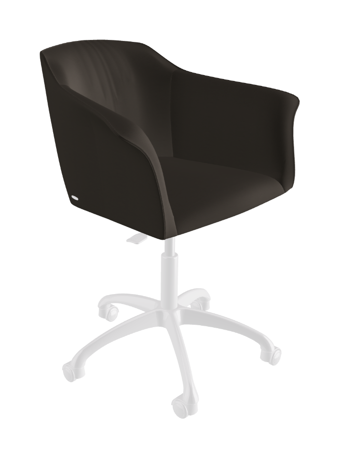 Tyler Wheels Swivel Office Armchair_Polished Aluminium_Synthetic Leather_Fossil