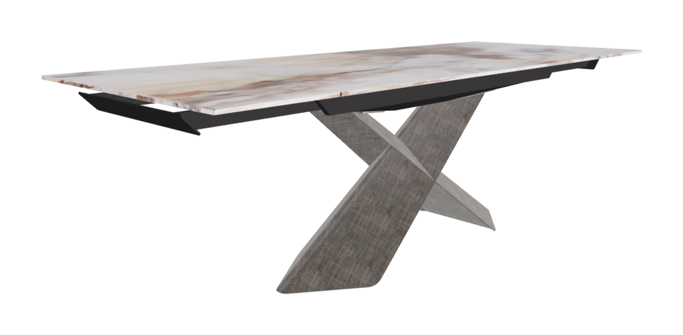 160-236×90×74h_CrystalArt Cotopaxi Marble_Brushed Grey_Extended