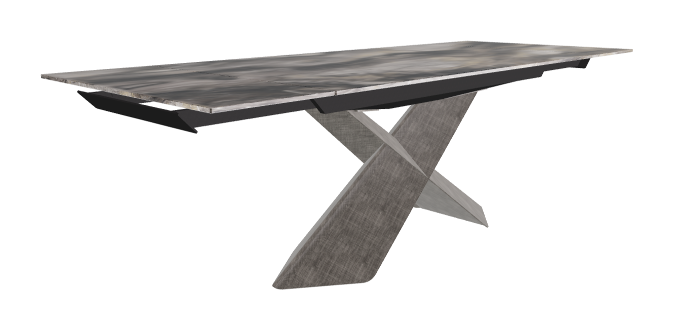 160-236×90×74h_CrystalArt Orobico Marble_Brushed Grey_Extended