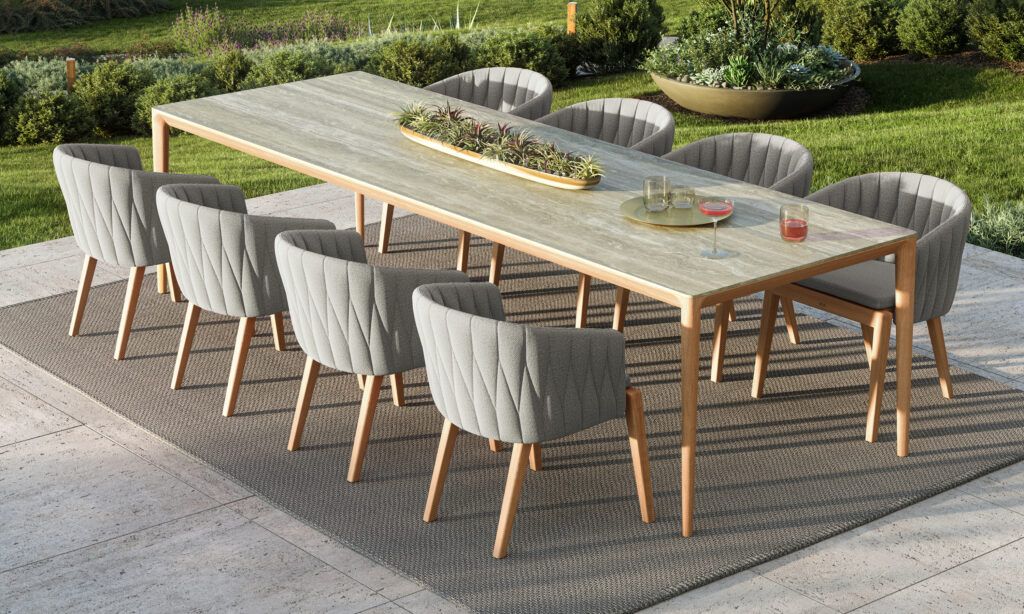 U-Nite Table 150x100cm Teak With Ceramic Tabletop Taupe Grey