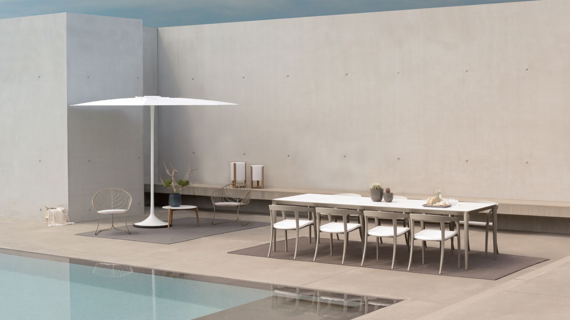 U-Nite Table 100x90cm Sand With Ceramic Tabletop In Pearl Grey