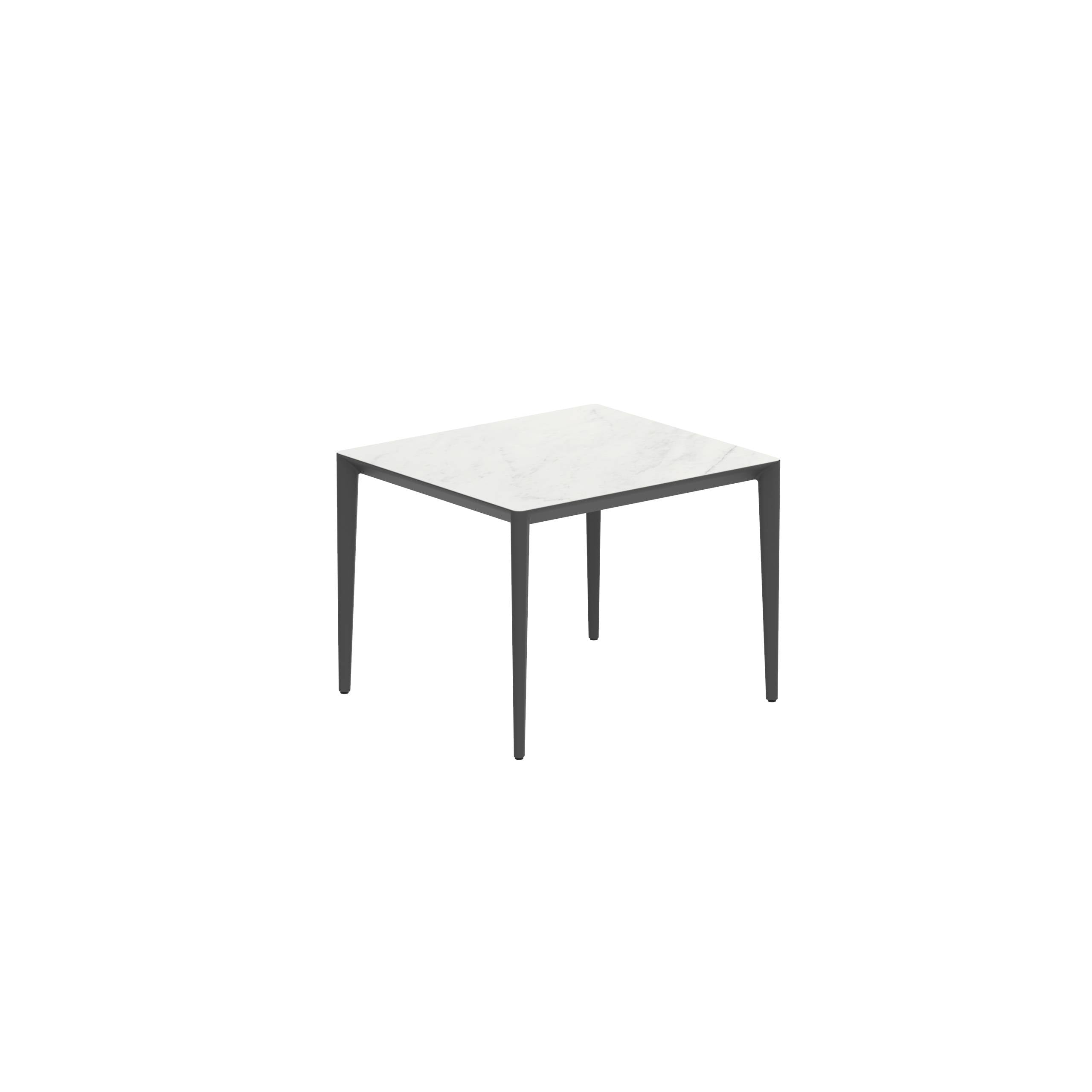 U-Nite Table 100x90cm Anthracite With Ceramic Tabletop In Bianco Statuario
