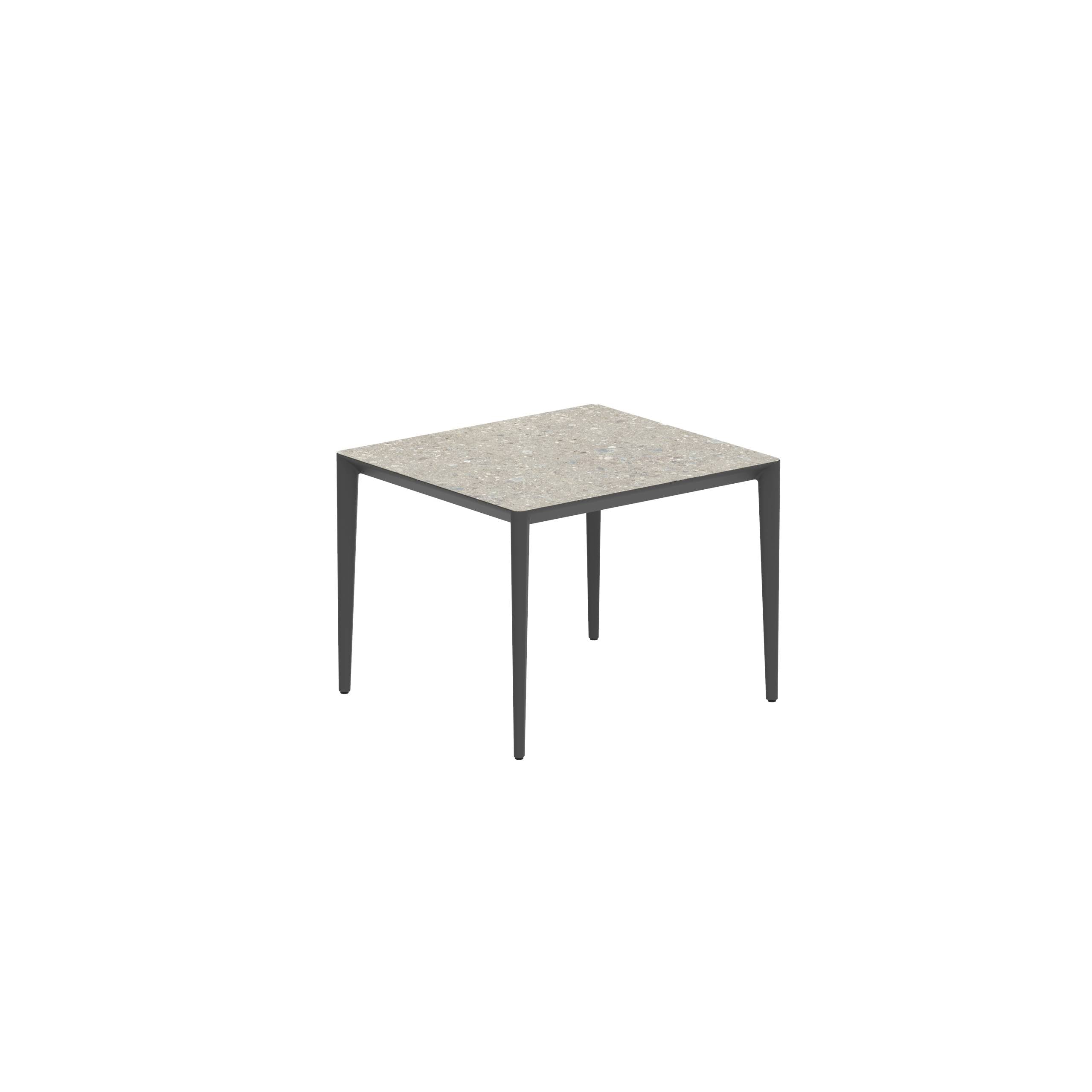 U-Nite Table 100x90cm Anthracite With Ceramic Tabletop In Ceppo Dolomitica