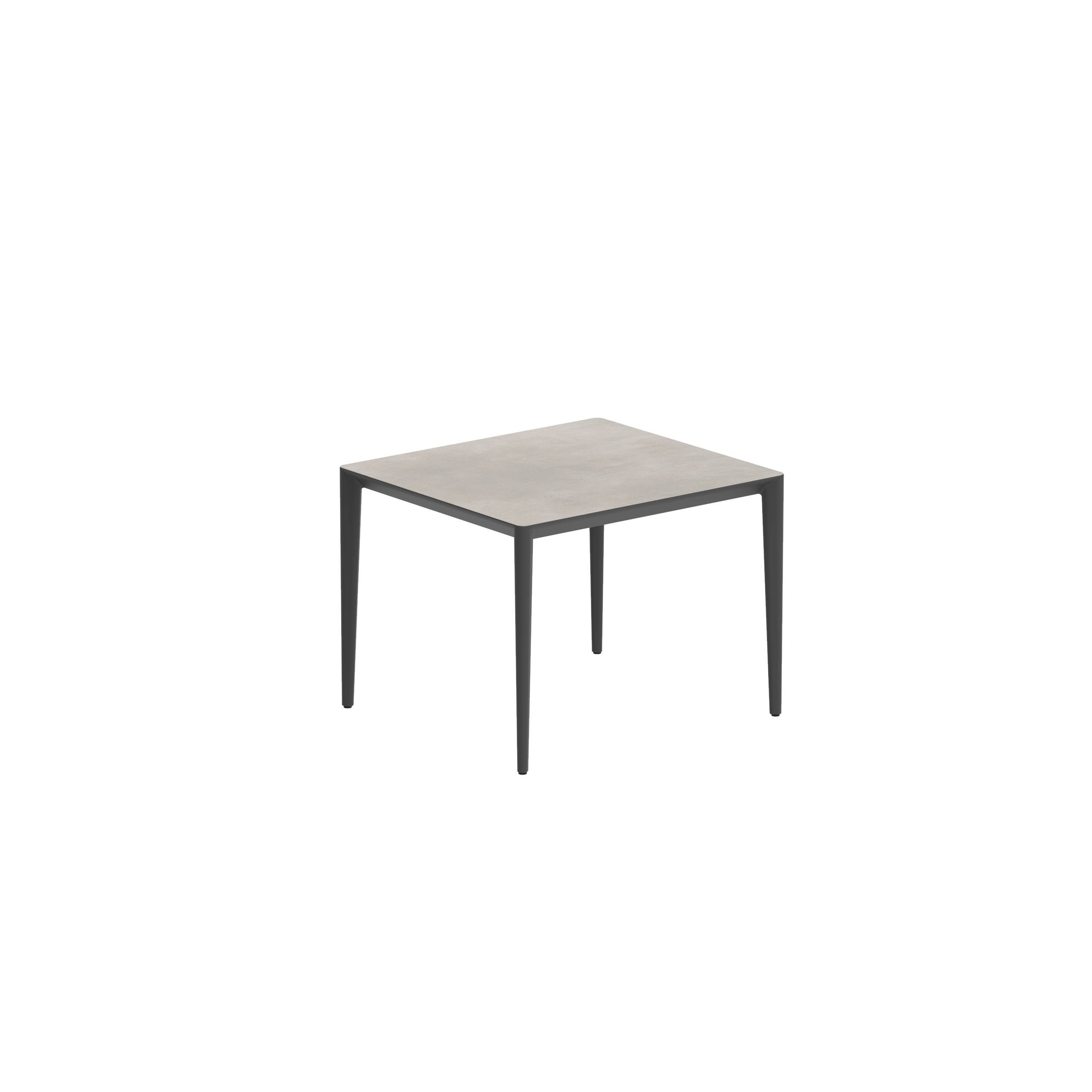 U-Nite Table 100x90cm Anthracite With Ceramic Tabletop In Cemento Luminoso