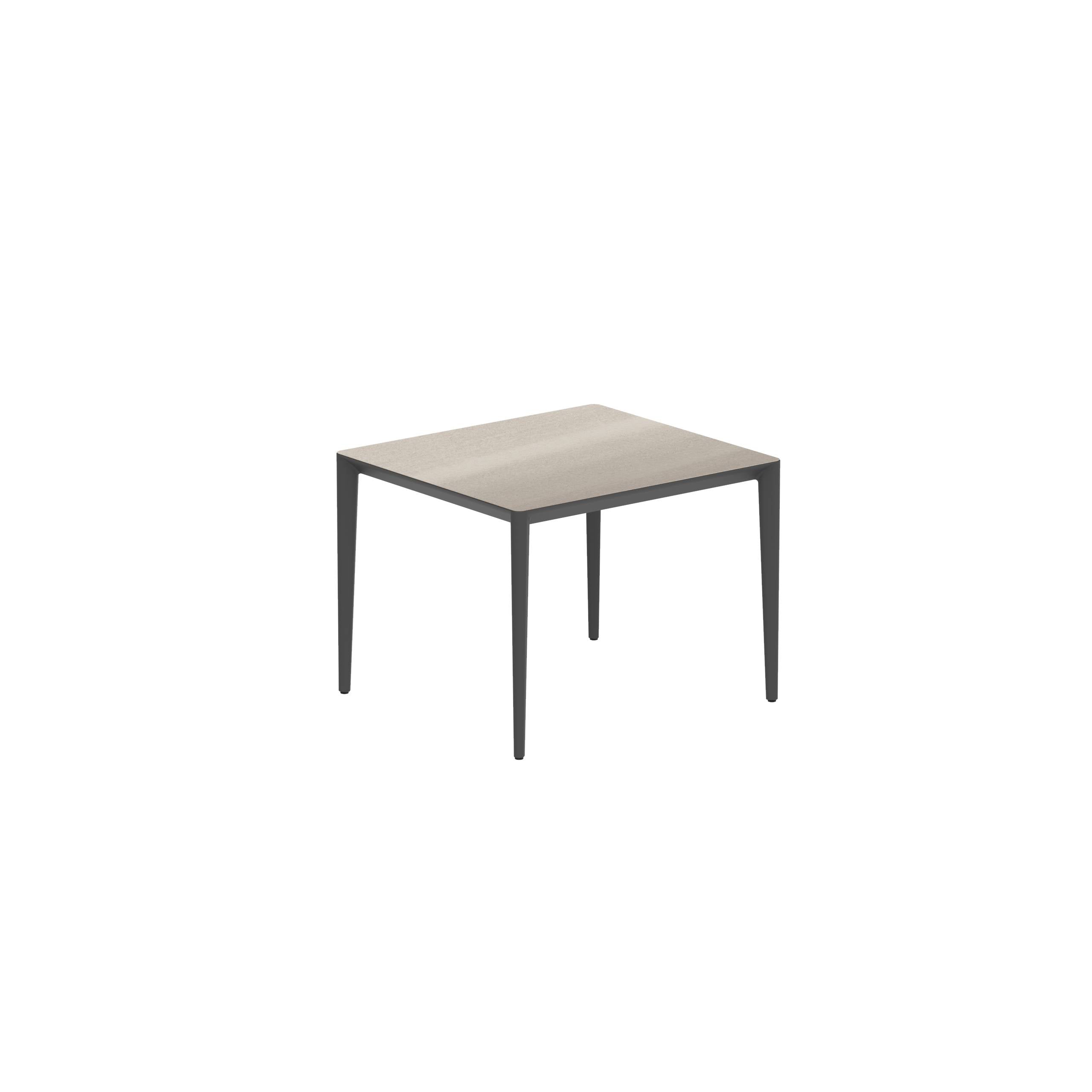 U-Nite Table 100x90cm Anthracite With Ceramic Tabletop In Taupe Grey