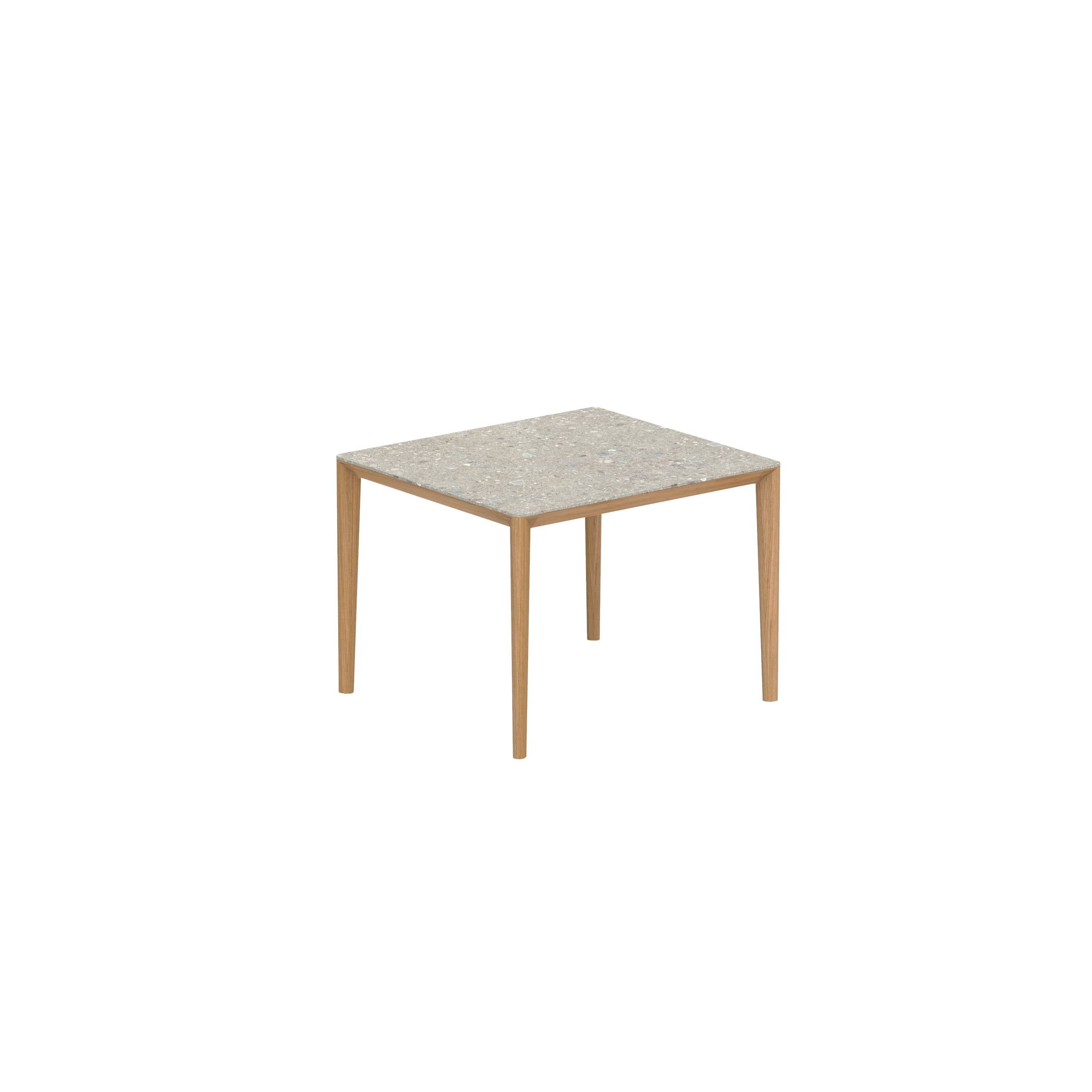 U-Nite Table 100x90cm Teak With Ceramic Tabletop In Ceppo Dolomitica