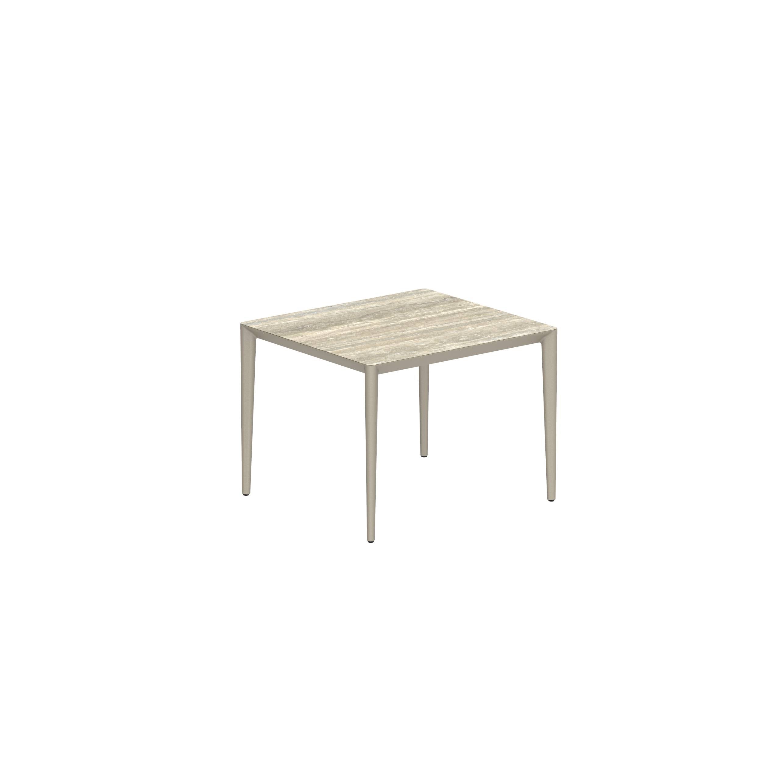 U-Nite Table 100x90cm Sand With Ceramic Tabletop In Travertine