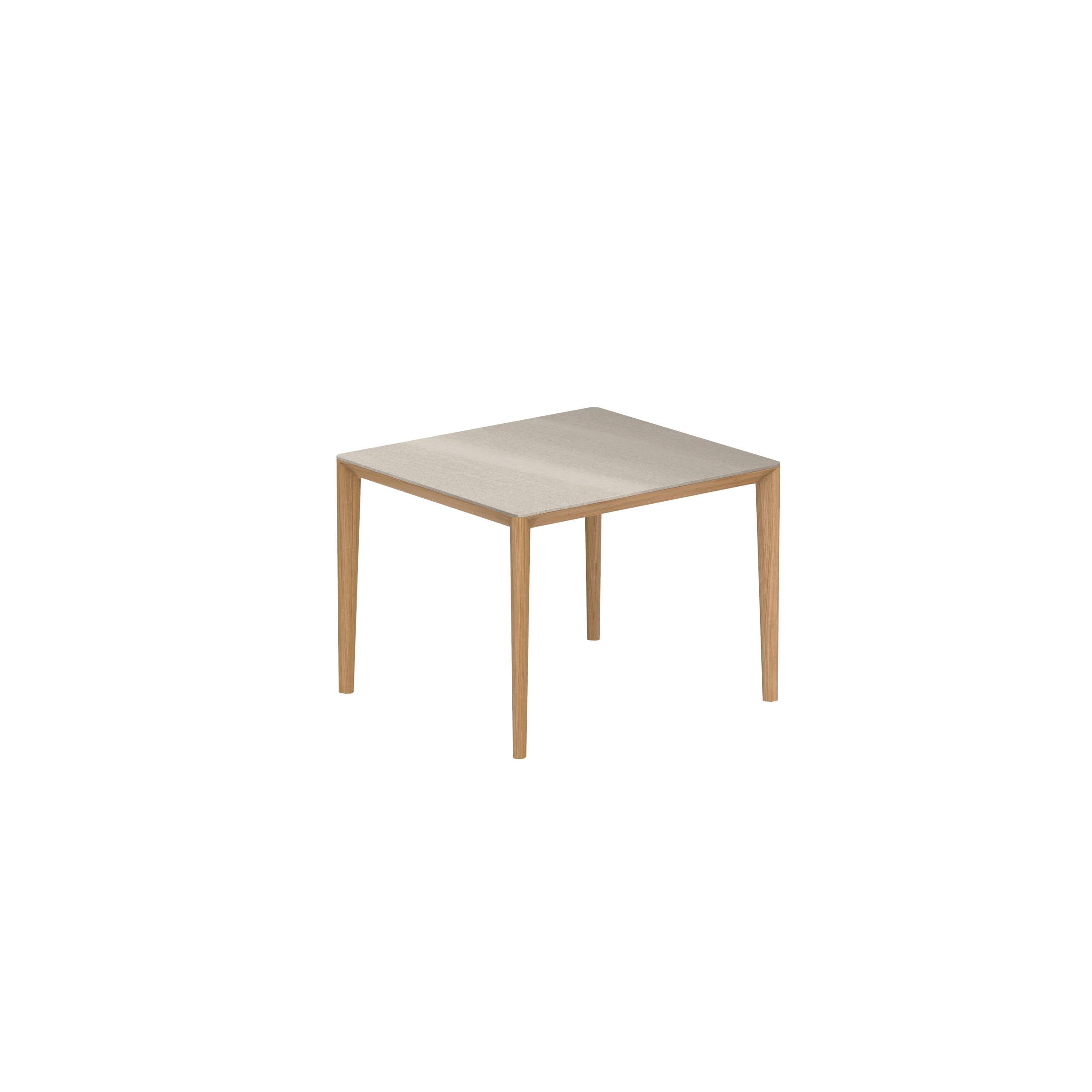 U-Nite Table 100x90cm Teak With Ceramic Tabletop In Taupe Grey
