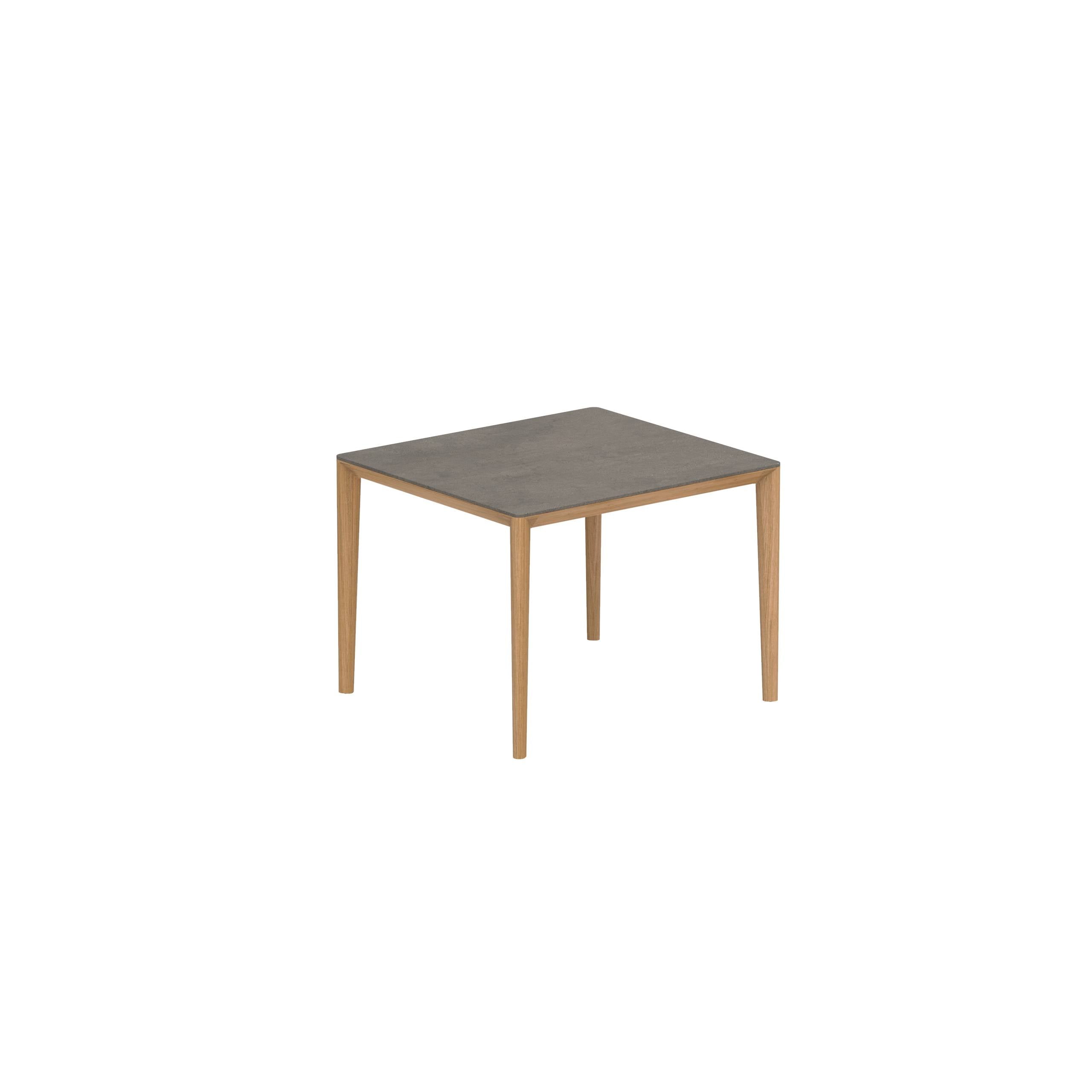 U-Nite Table 100x90cm Teak With Ceramic Tabletop In Terra Marrone