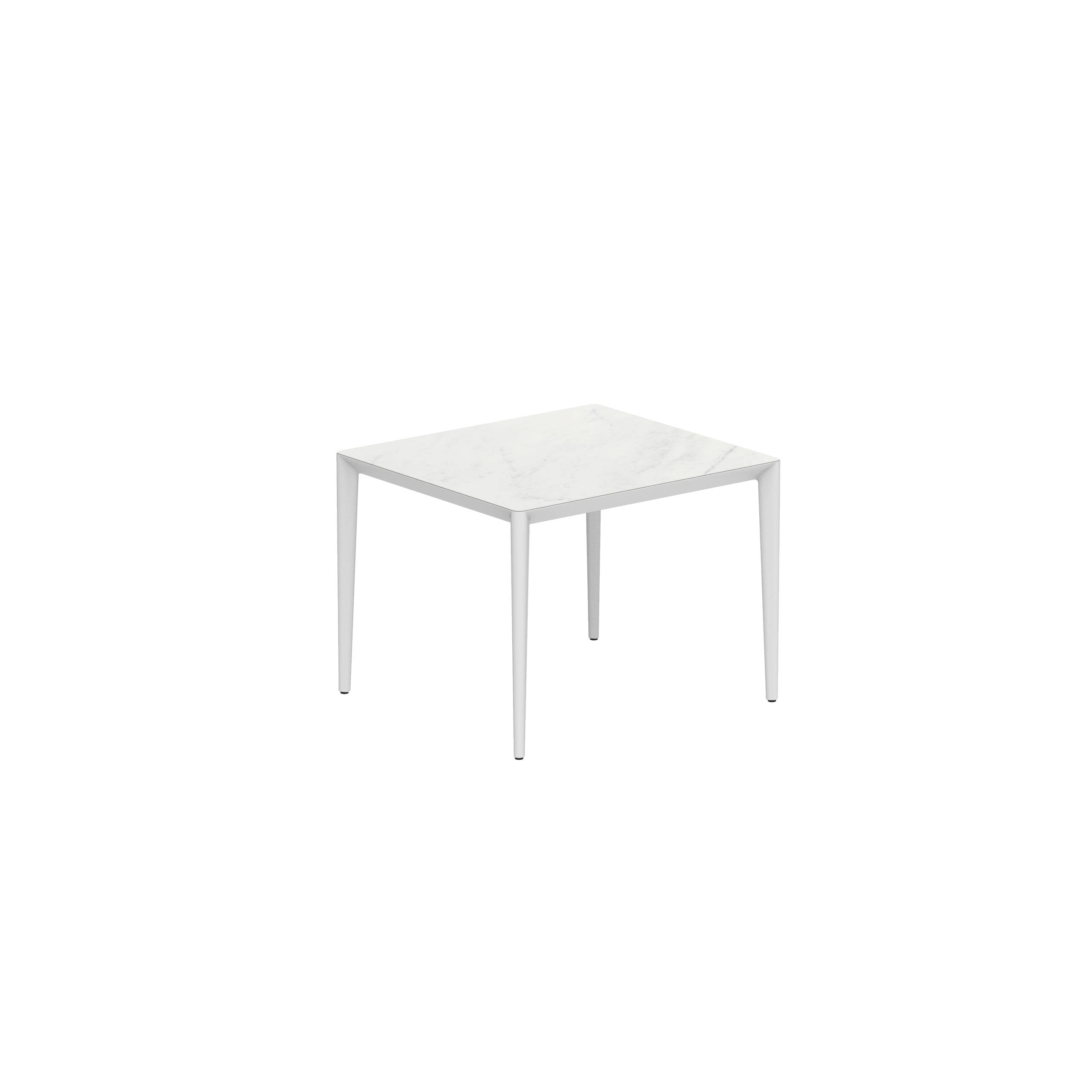 U-Nite Table 100x90cm White With Ceramic Tabletop In Bianco Statuario