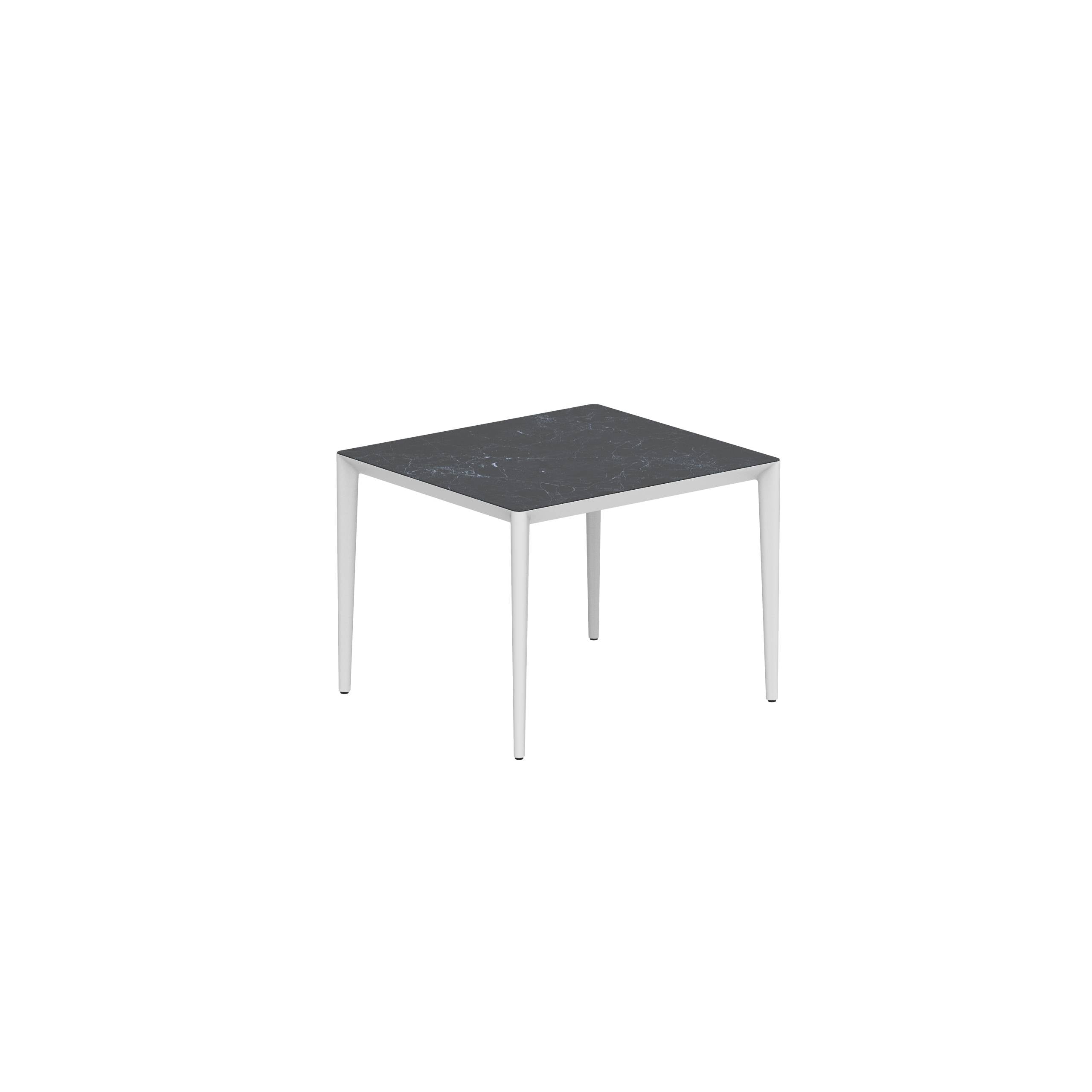 U-Nite Table 100x90cm White With Ceramic Tabletop In Nero Marquina