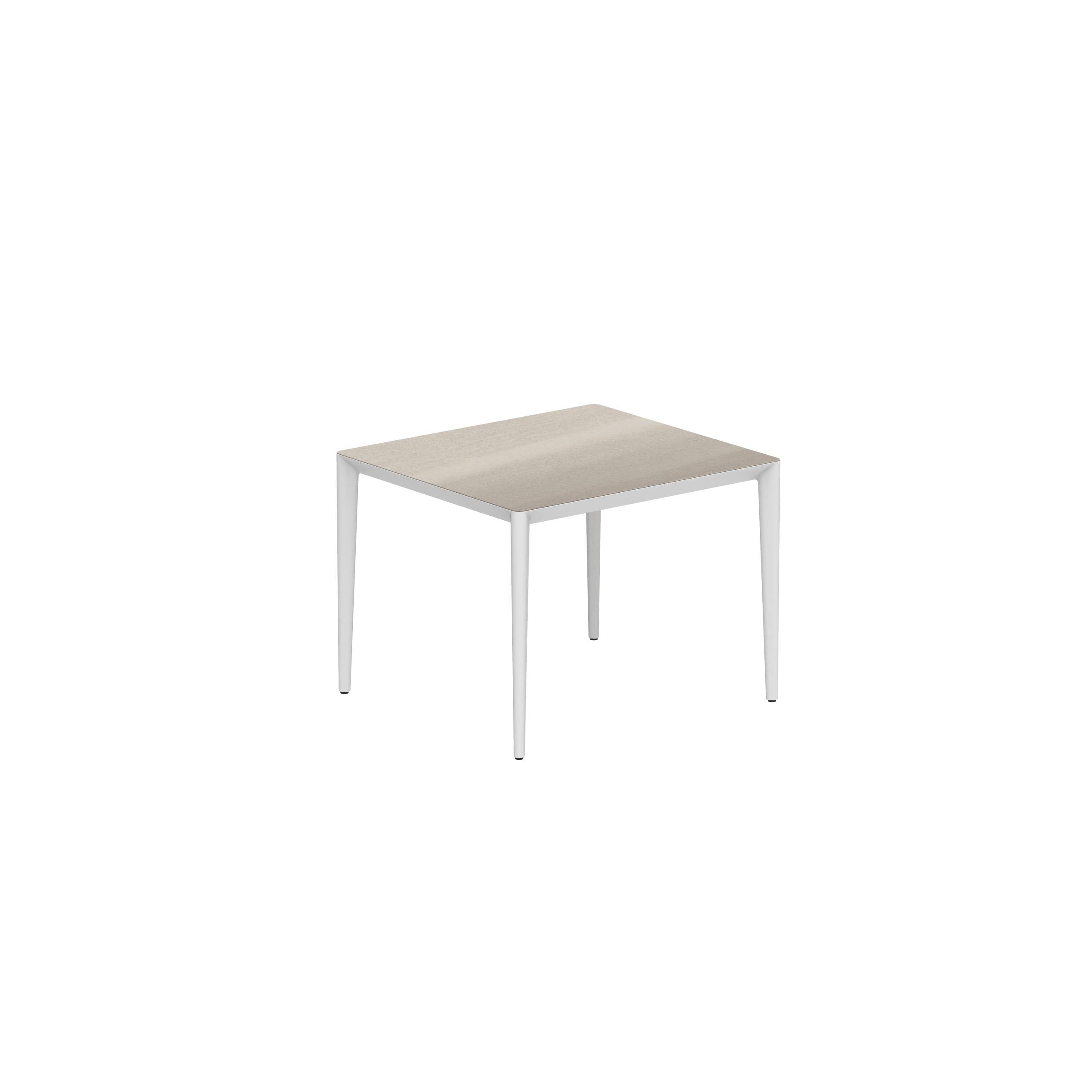 U-Nite Table 100x90cm White With Ceramic Tabletop In Taupe Grey