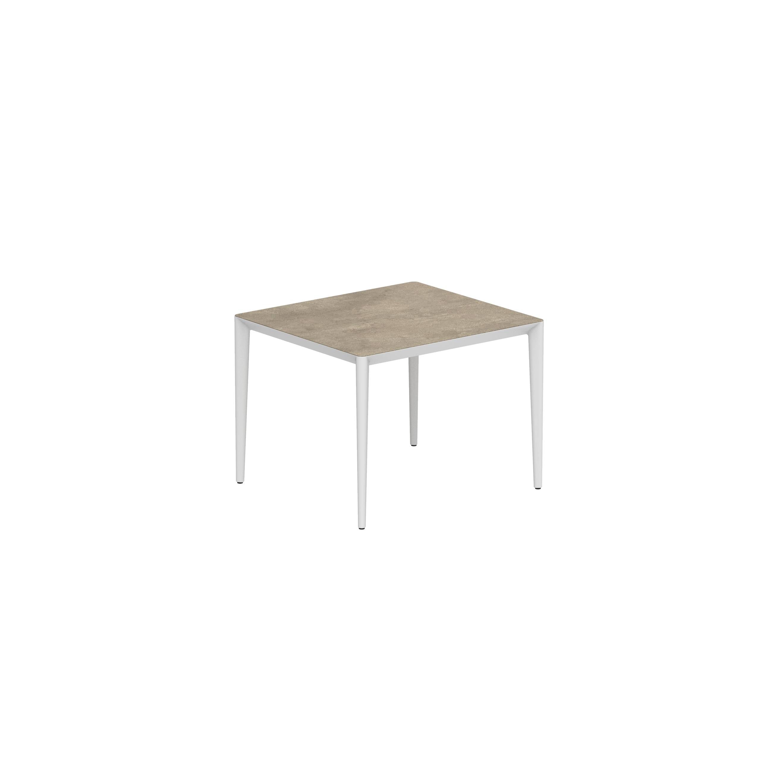 U-Nite Table 100x90cm White With Ceramic Tabletop In Terra Sabbia