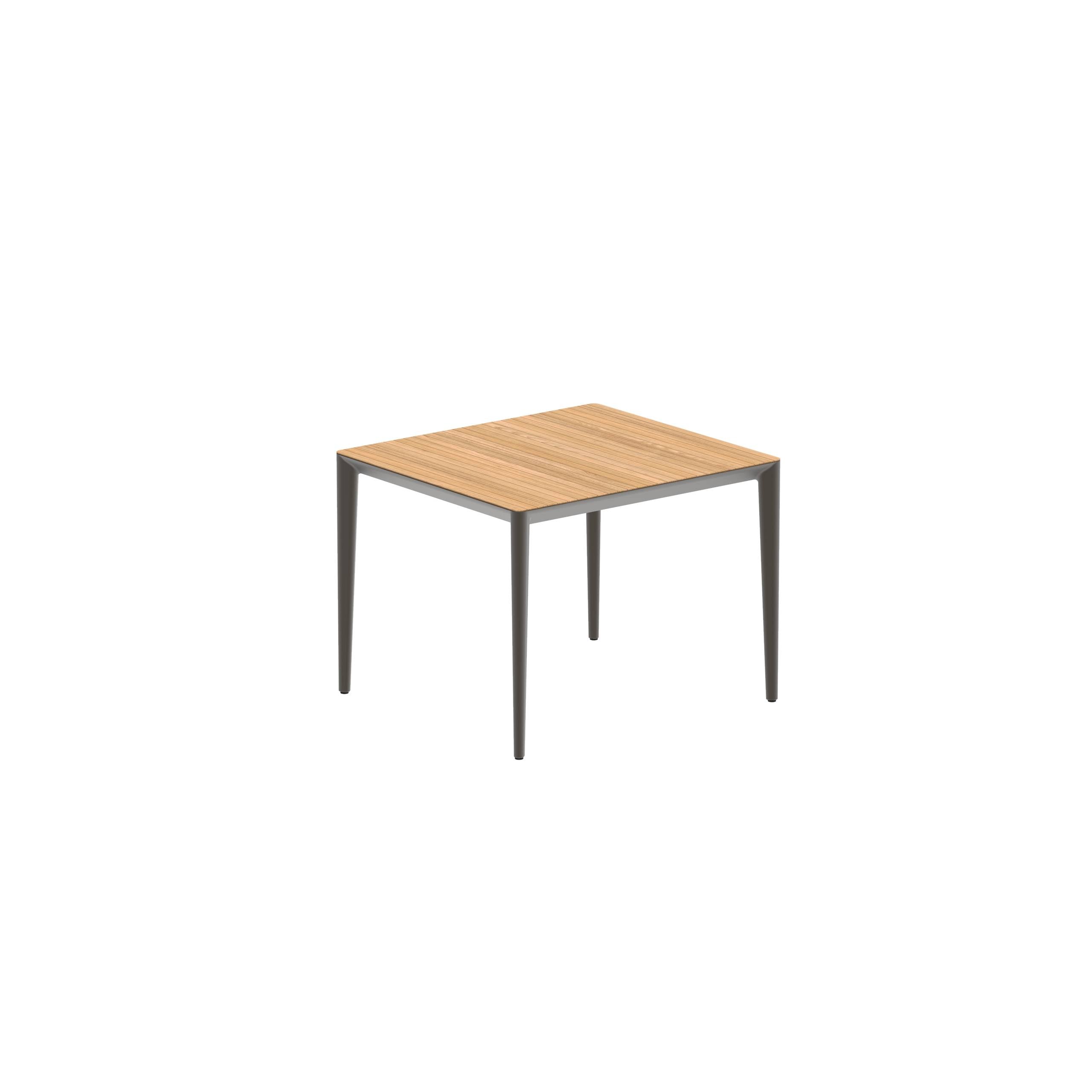U-Nite Table 100x90cm Bronze With Teak Tabletop