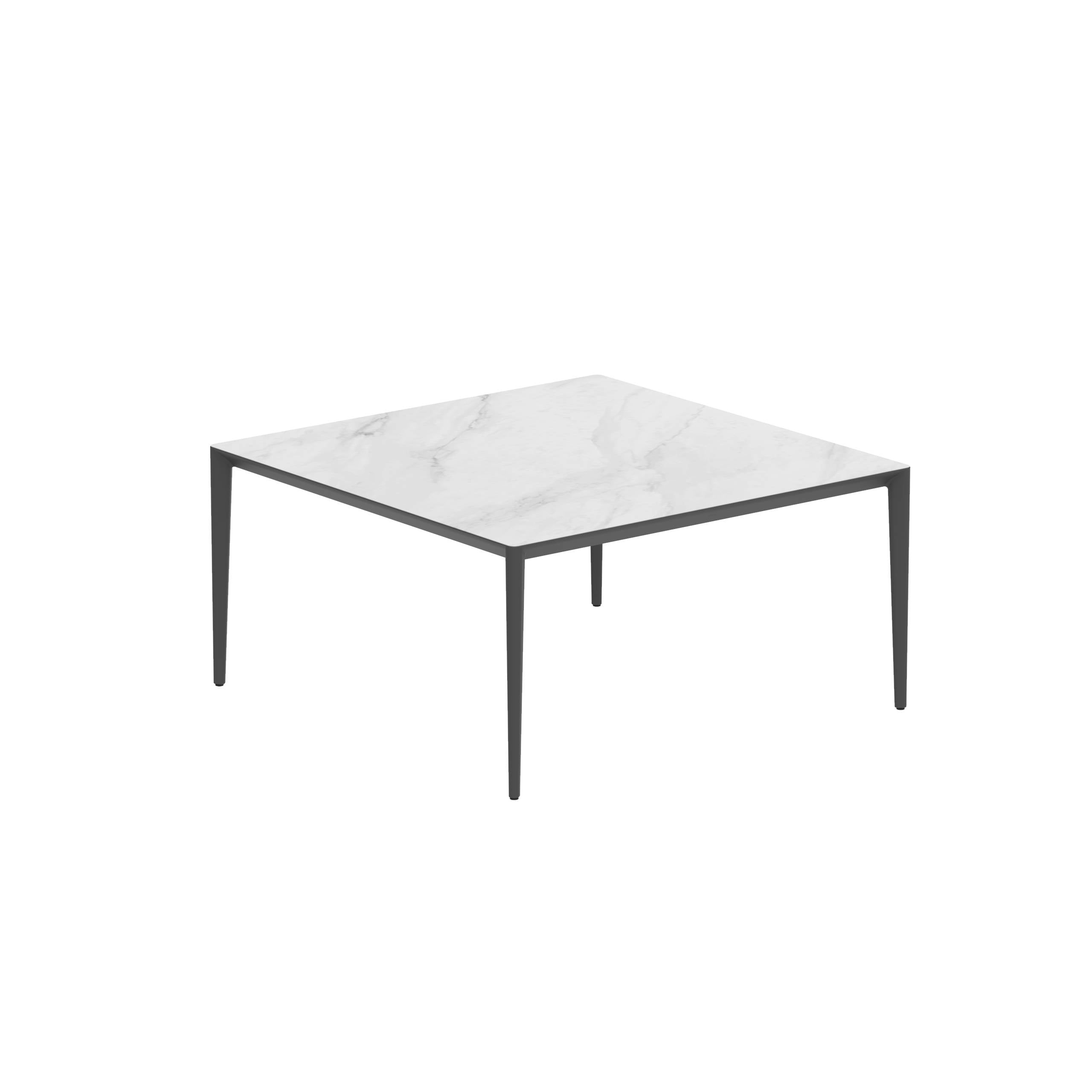 U-Nite Table 150x150cm Anthracite With Ceramic Tabletop In Bianco Statuario