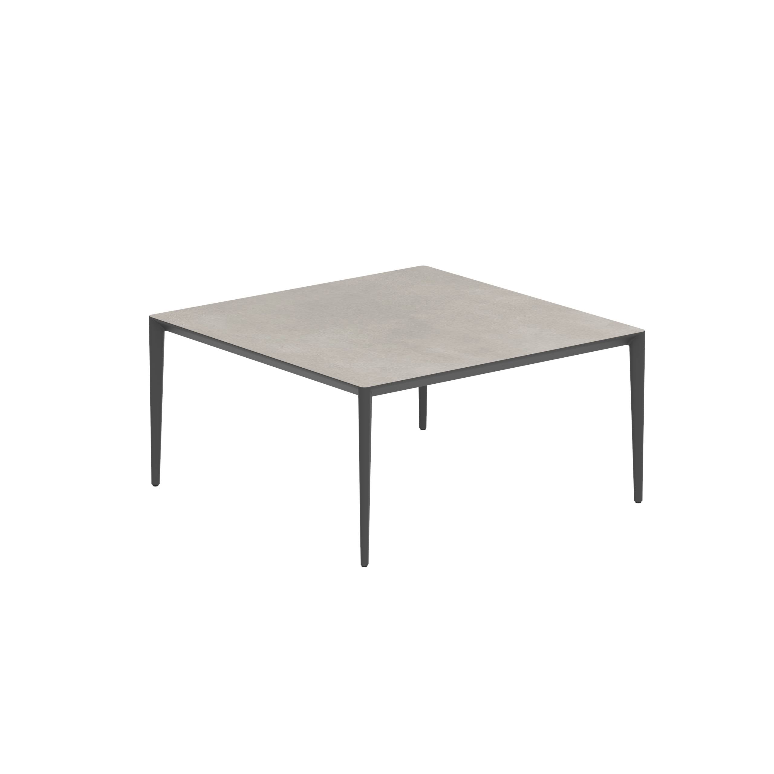U-Nite Table 150x150cm Anthracite With Ceramic Tabletop In Cemento Luminoso