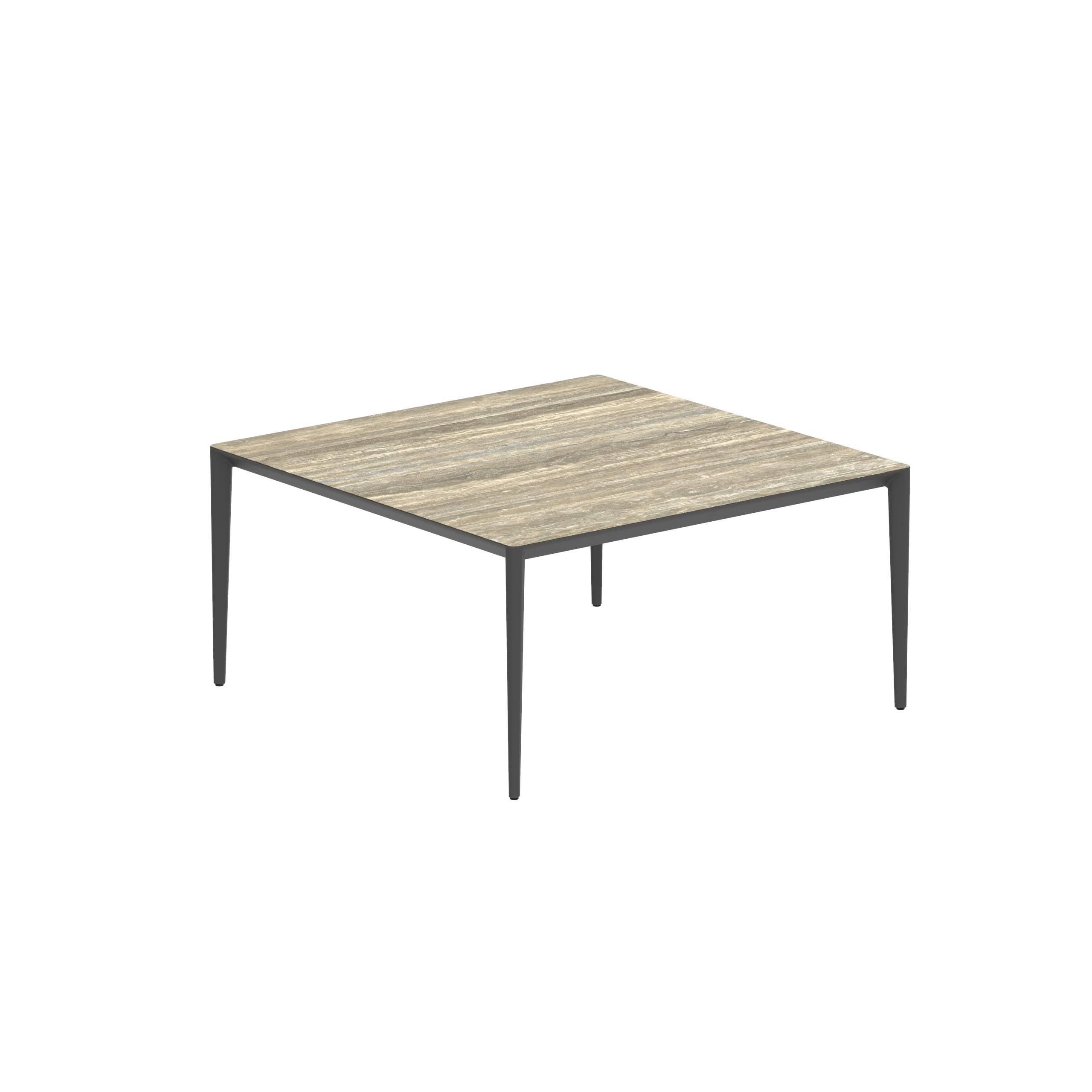 U-Nite Table 150x150cm Anthracite With Ceramic Tabletop In Travertino