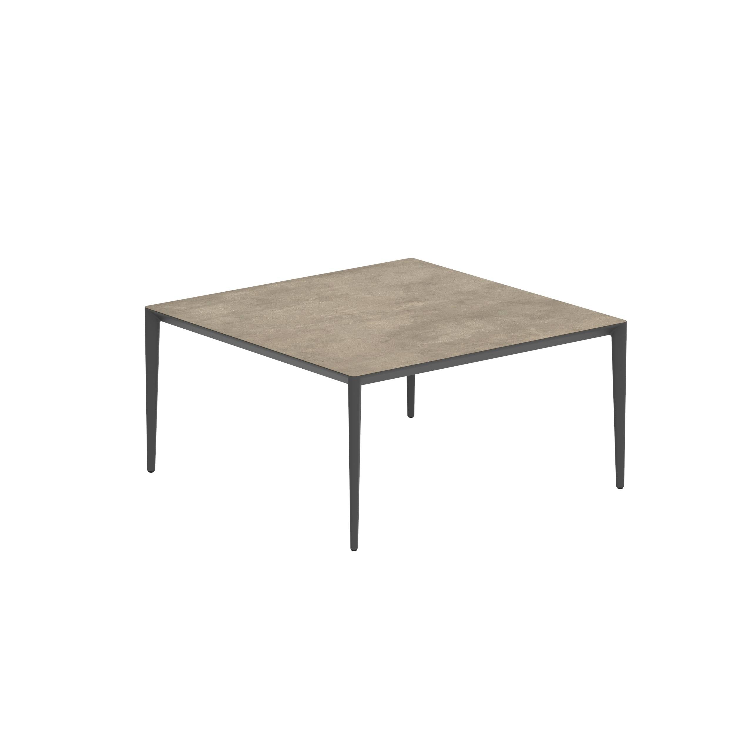 U-Nite Table 150x150cm Anthracite With Ceramic Tabletop In Terra Sabbia