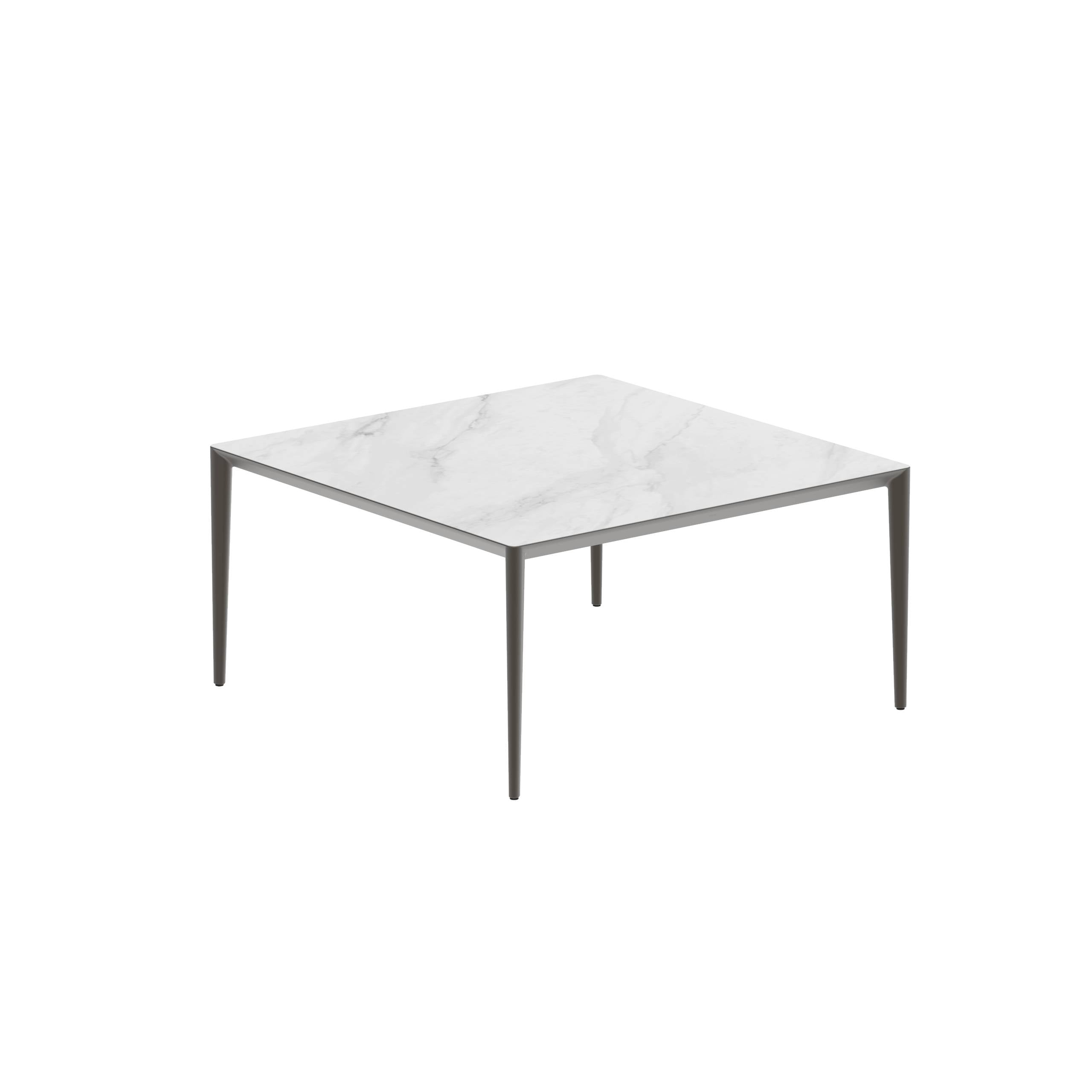 U-Nite Table 150x150cm Bronze With Ceramic Tabletop In Bianco Statuario