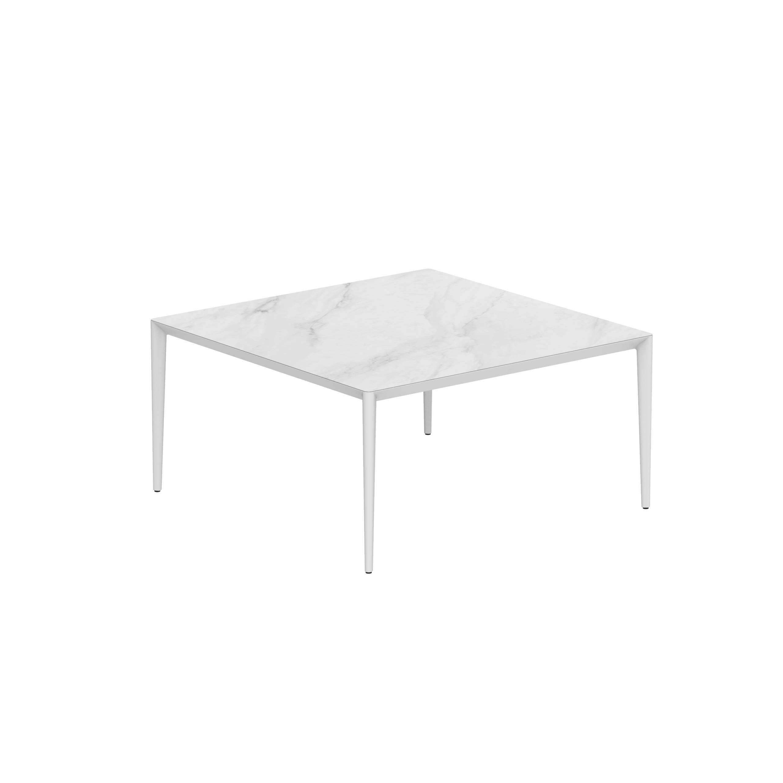 U-Nite Table 150x150cm White With Ceramic Tabletop In Bianco Statuario