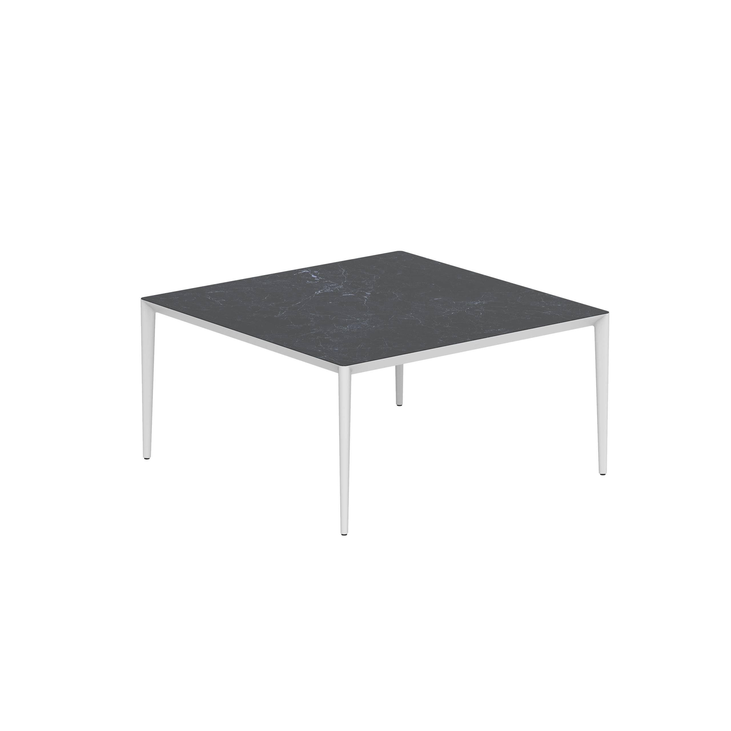 U-Nite Table 150x150cm White With Ceramic Tabletop In Nero Marquina