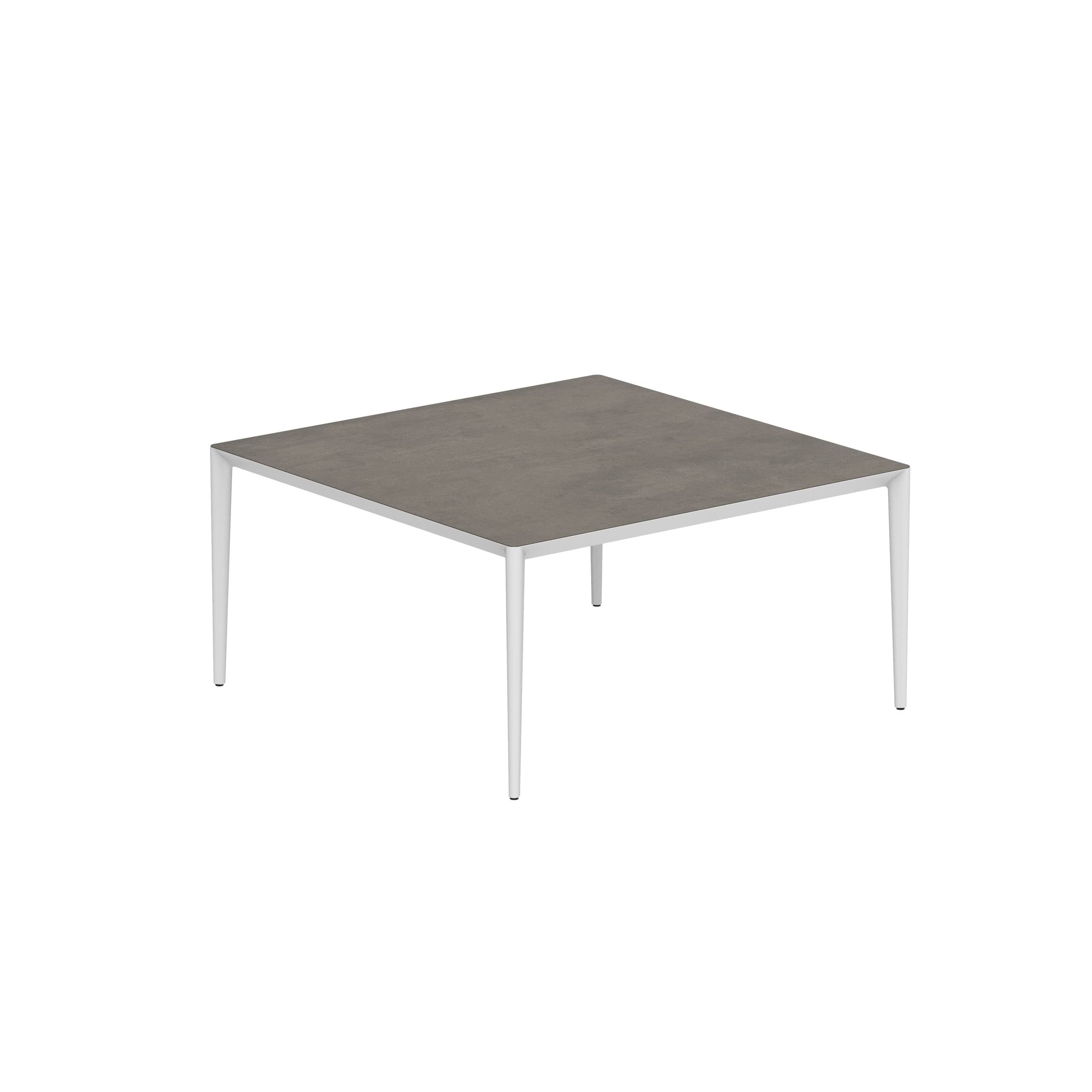 U-Nite Table 150x150cm White With Ceramic Tabletop In Terra Marrone