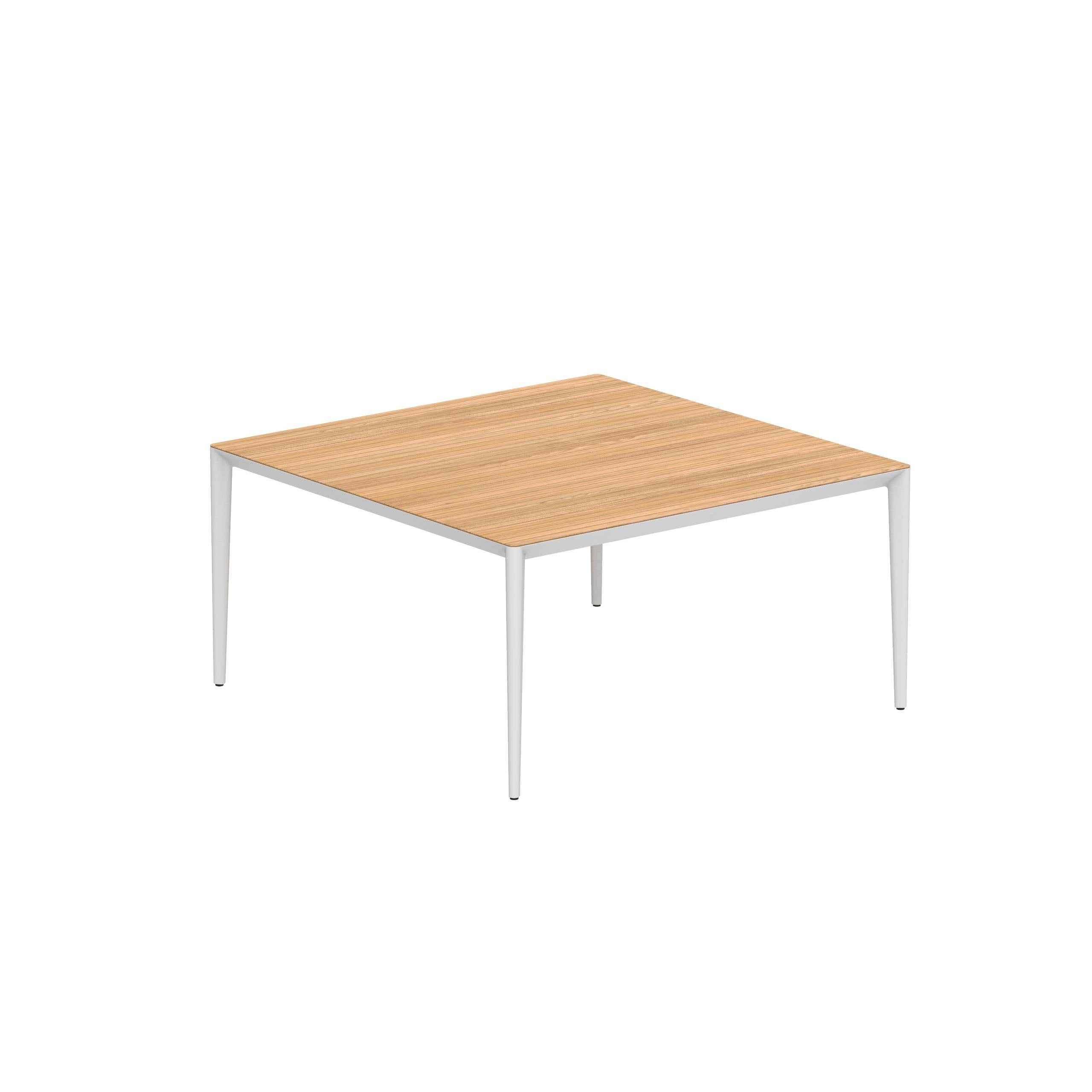 U-Nite Table 150x150cm White With Tabletop In Teak