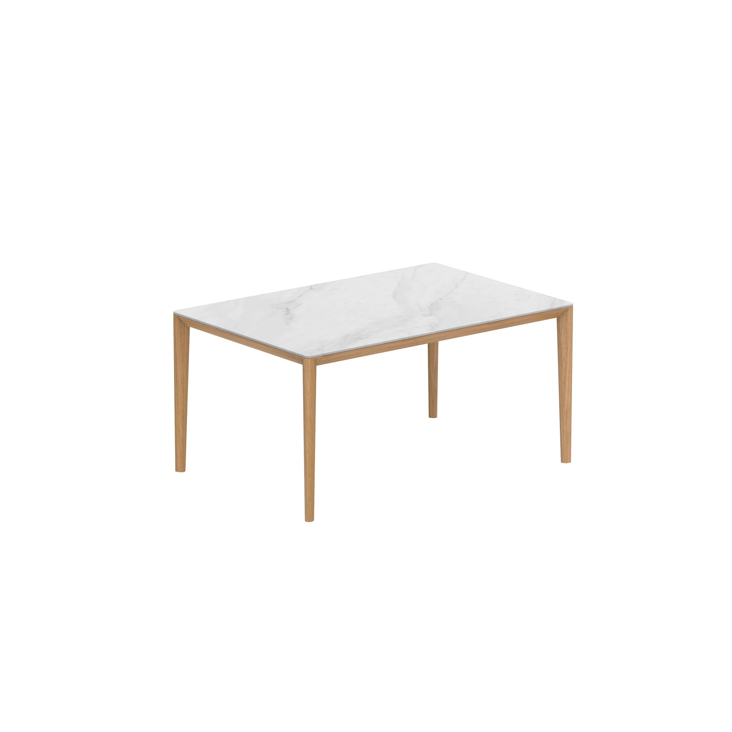 U-Nite Table 150x100cm Teak With Ceramic Tabletop Bianco Statuario