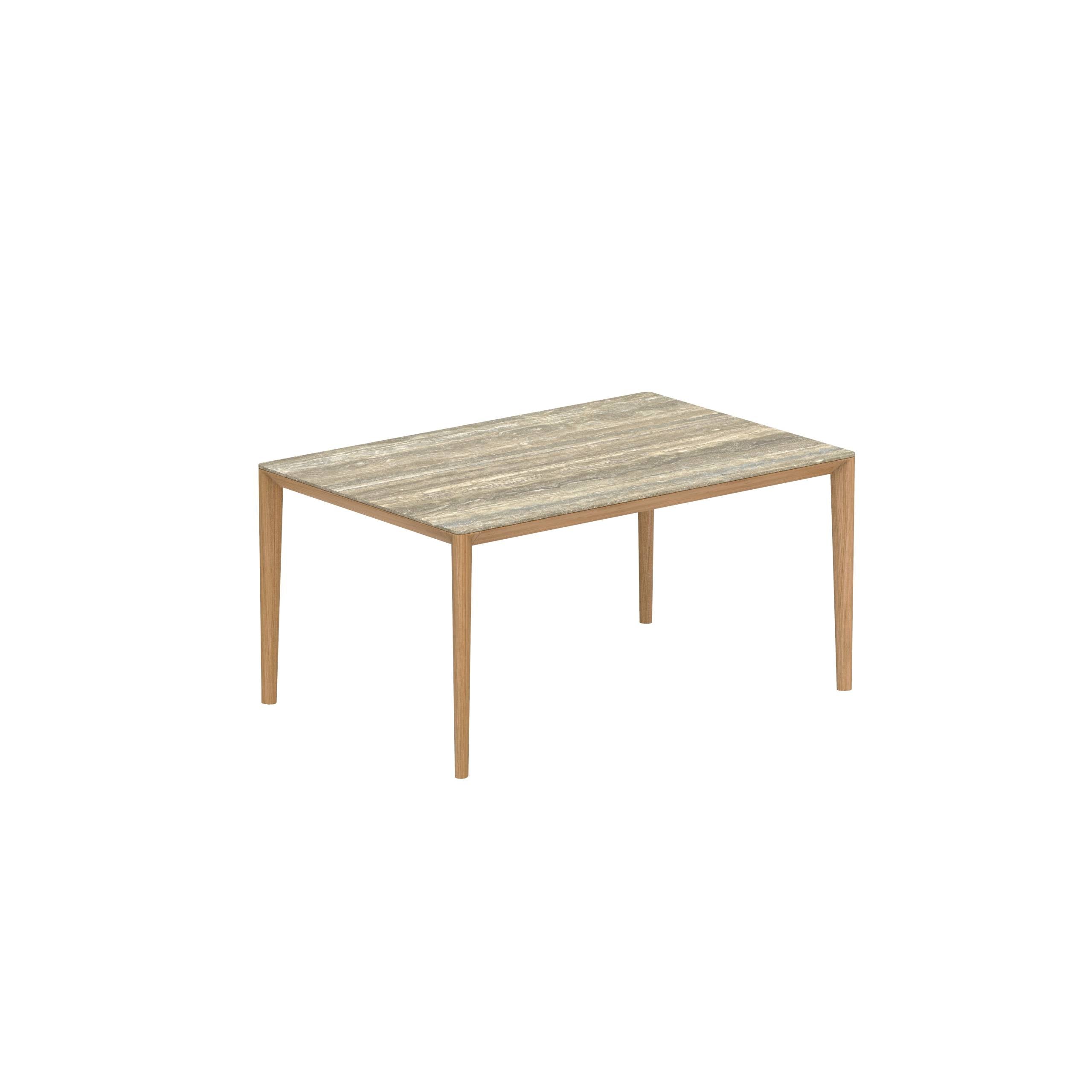U-Nite Table 150x100cm Teak With Ceramic Tabletop Travertino