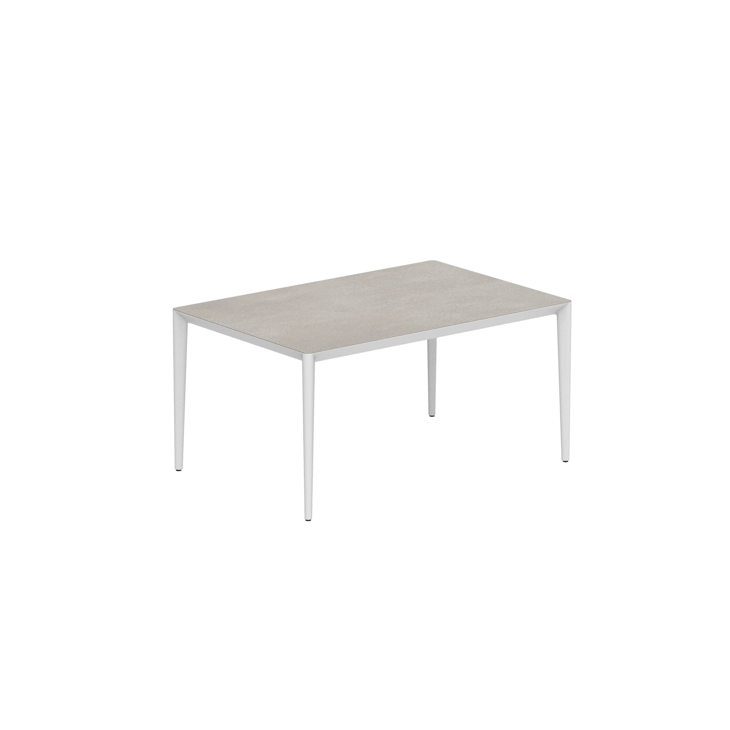 U-Nite Table 150x100cm White With Ceramic Tabletop Cemento Luminoso