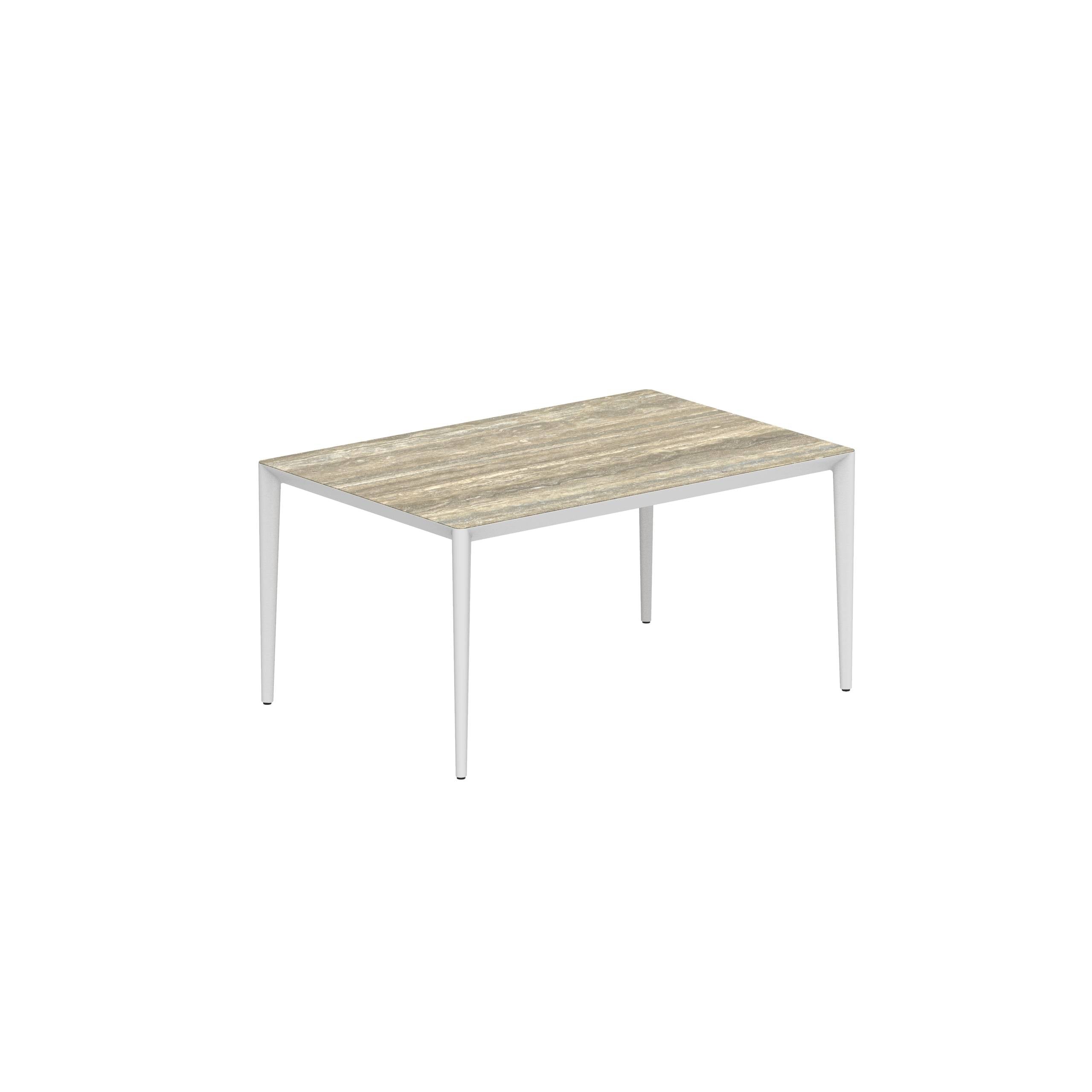 U-Nite Table 150x100cm White With Ceramic Tabletop Travertino