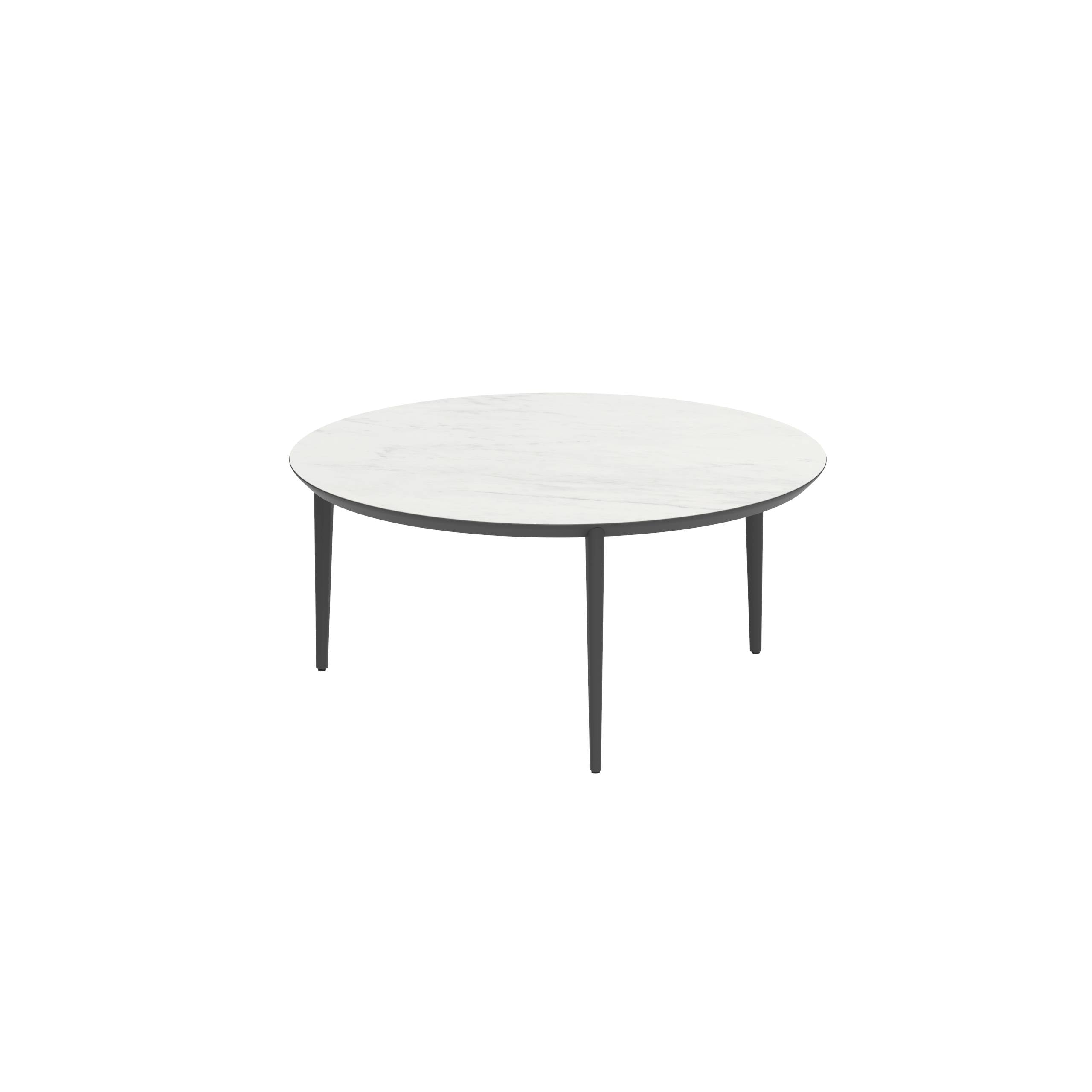 U-Nite Table Round Ø 160cm Alu Legs Anthracite - Table Top Ceramic Bianco Statuario