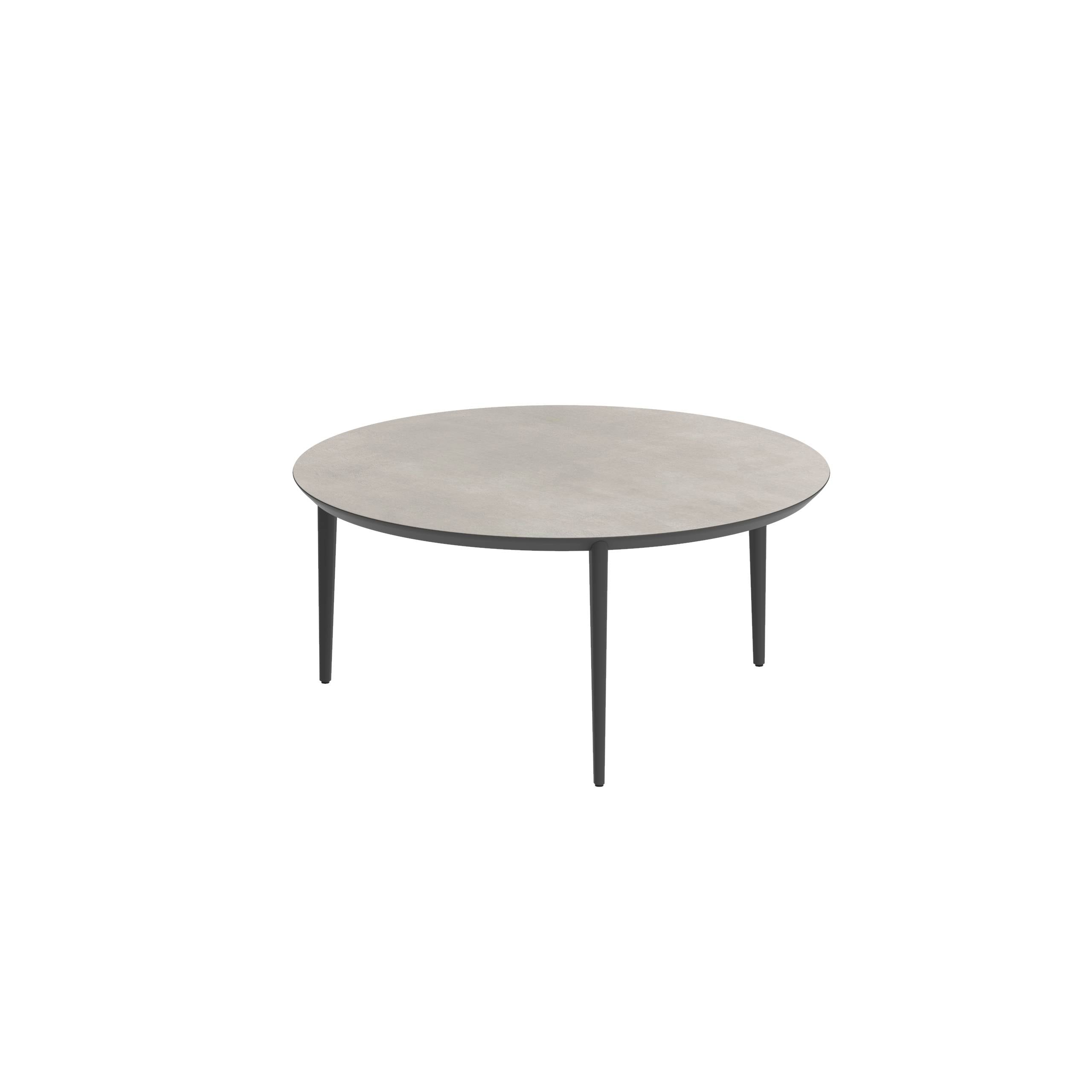 U-Nite Table Round Ø 160cm Alu Legs Anthracite - Table Top Ceramic Cemento Luminoso