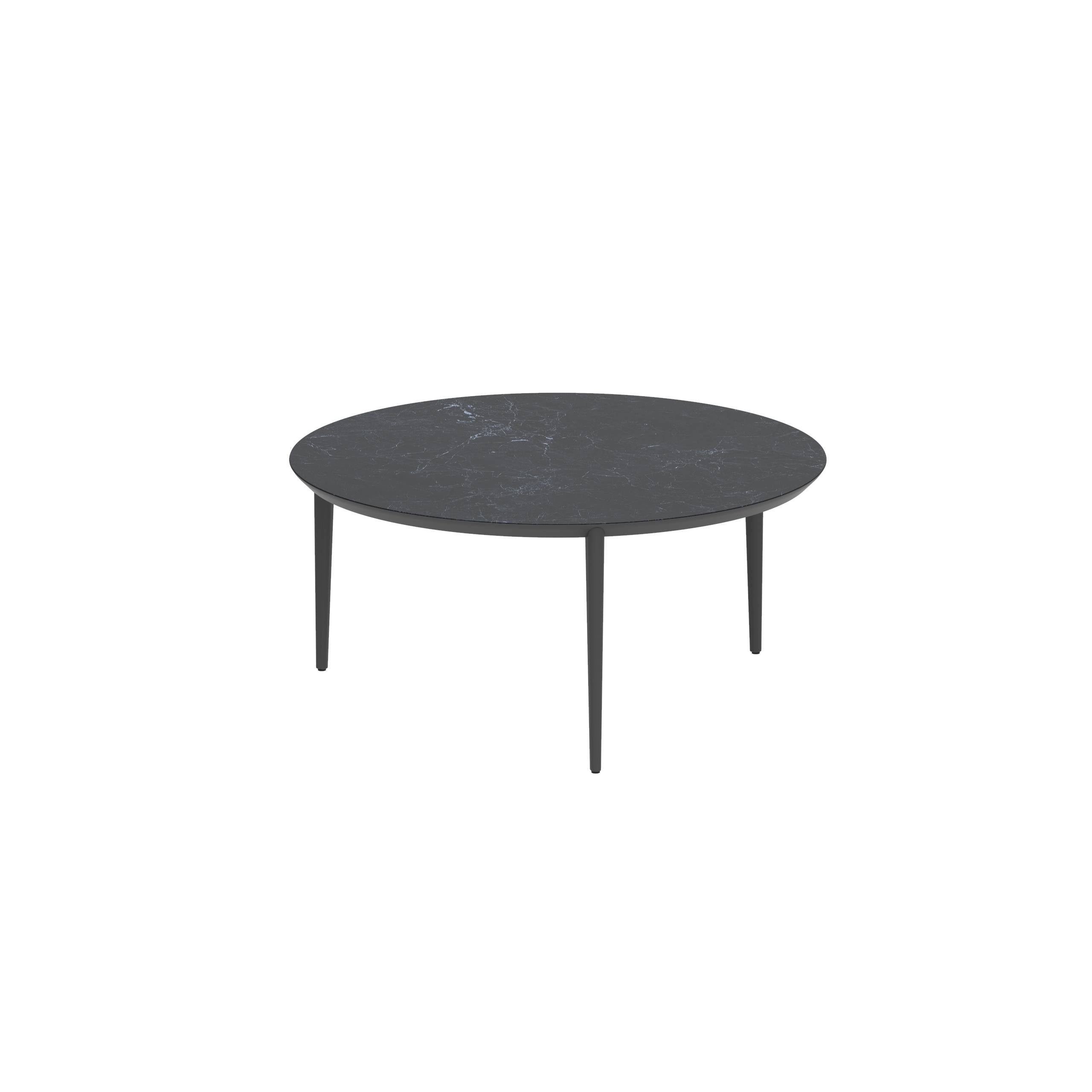 U-Nite Table Round Ø 160cm Alu Legs Anthracite - Table Top Ceramic Nero Marquina