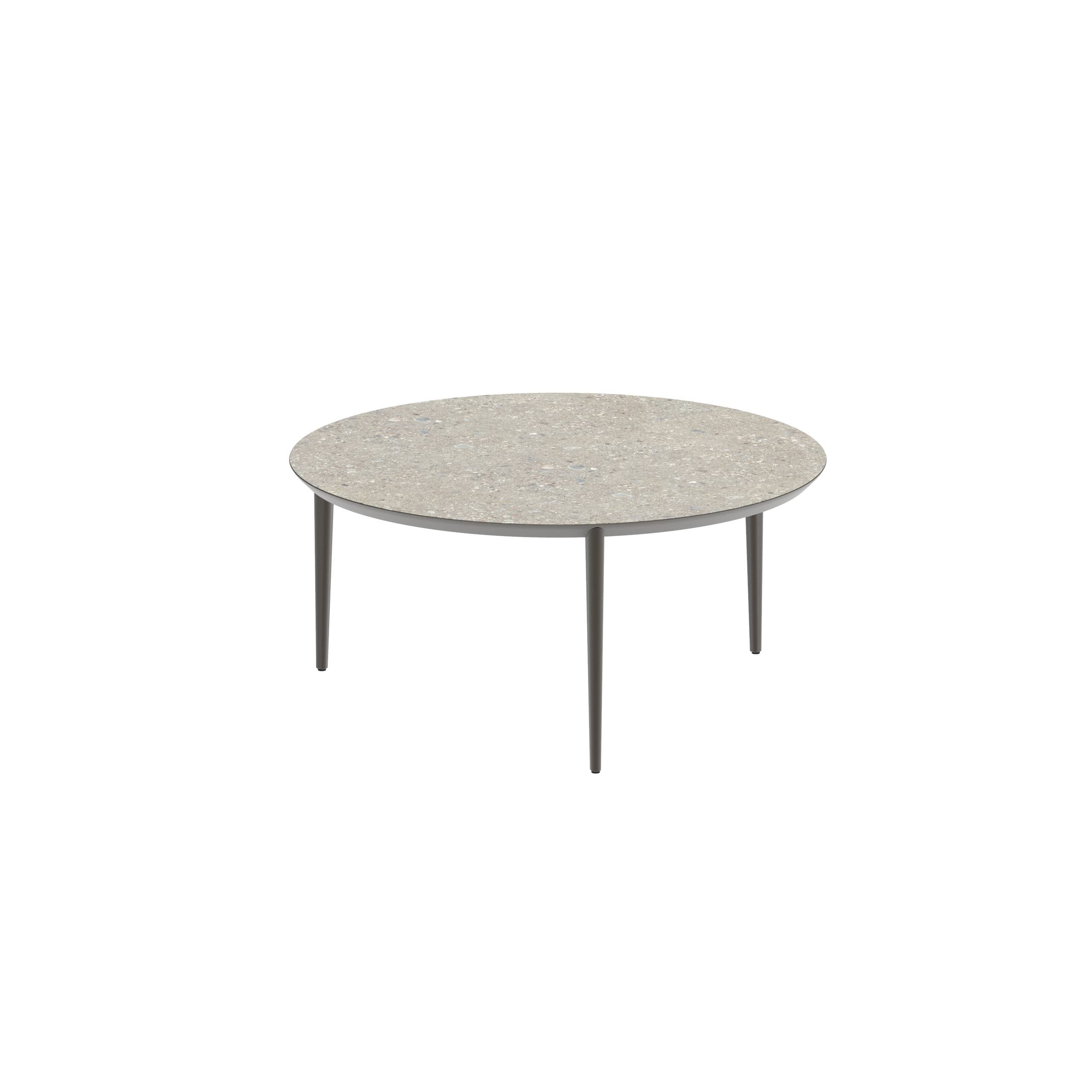 U-Nite Table Round Ø 160cm Alu Legs Bronze - Table Top Ceramic Ceppo Dolomitica