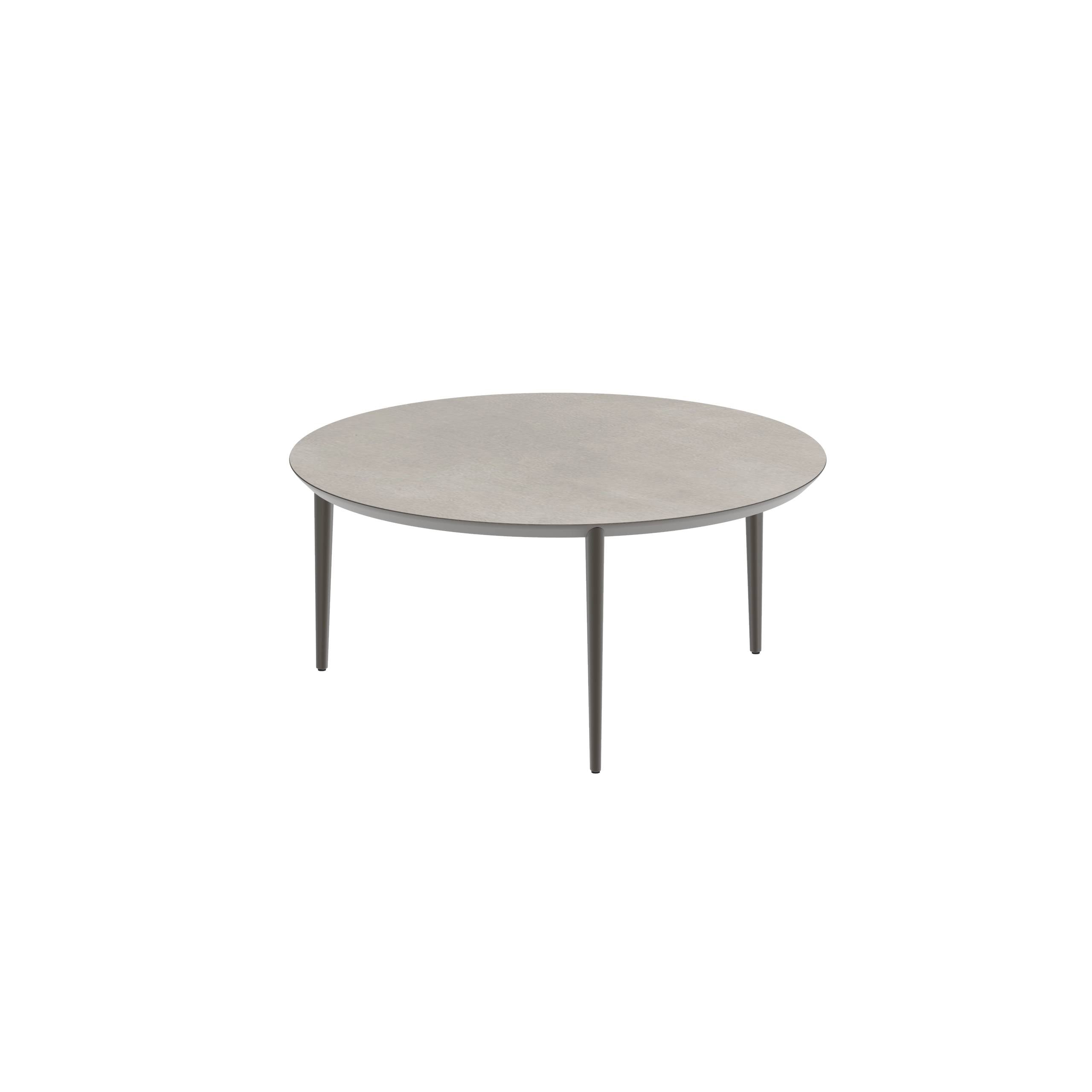 U-Nite Table Round Ø 160cm Alu Legs Bronze - Table Top Ceramic Cemento Luminoso